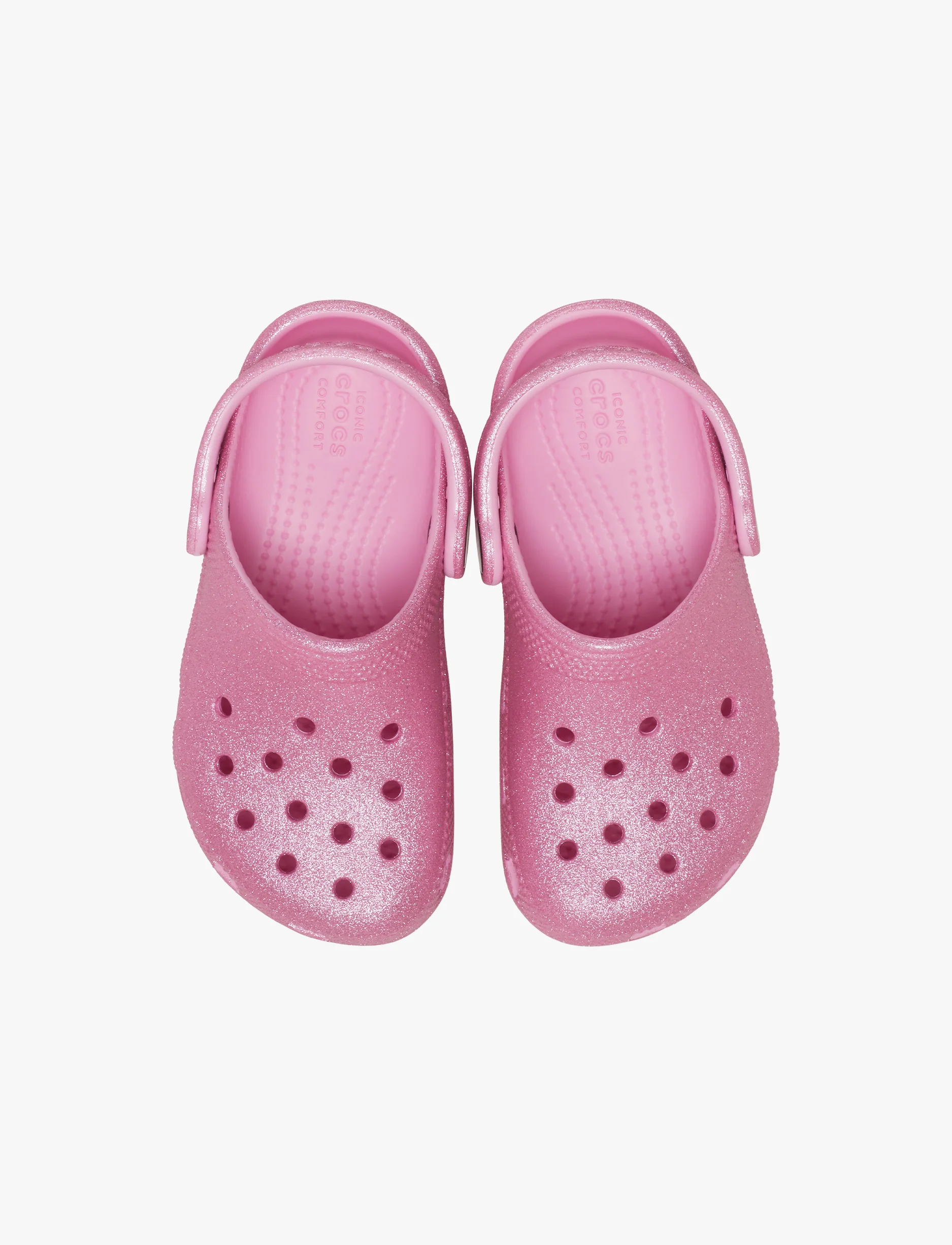 Crocs Classic Glitter Clog K - כפכף קרוקס קלאסי לילדות בצבע ורוד טוויד בהדפס נצנצים - Image 3