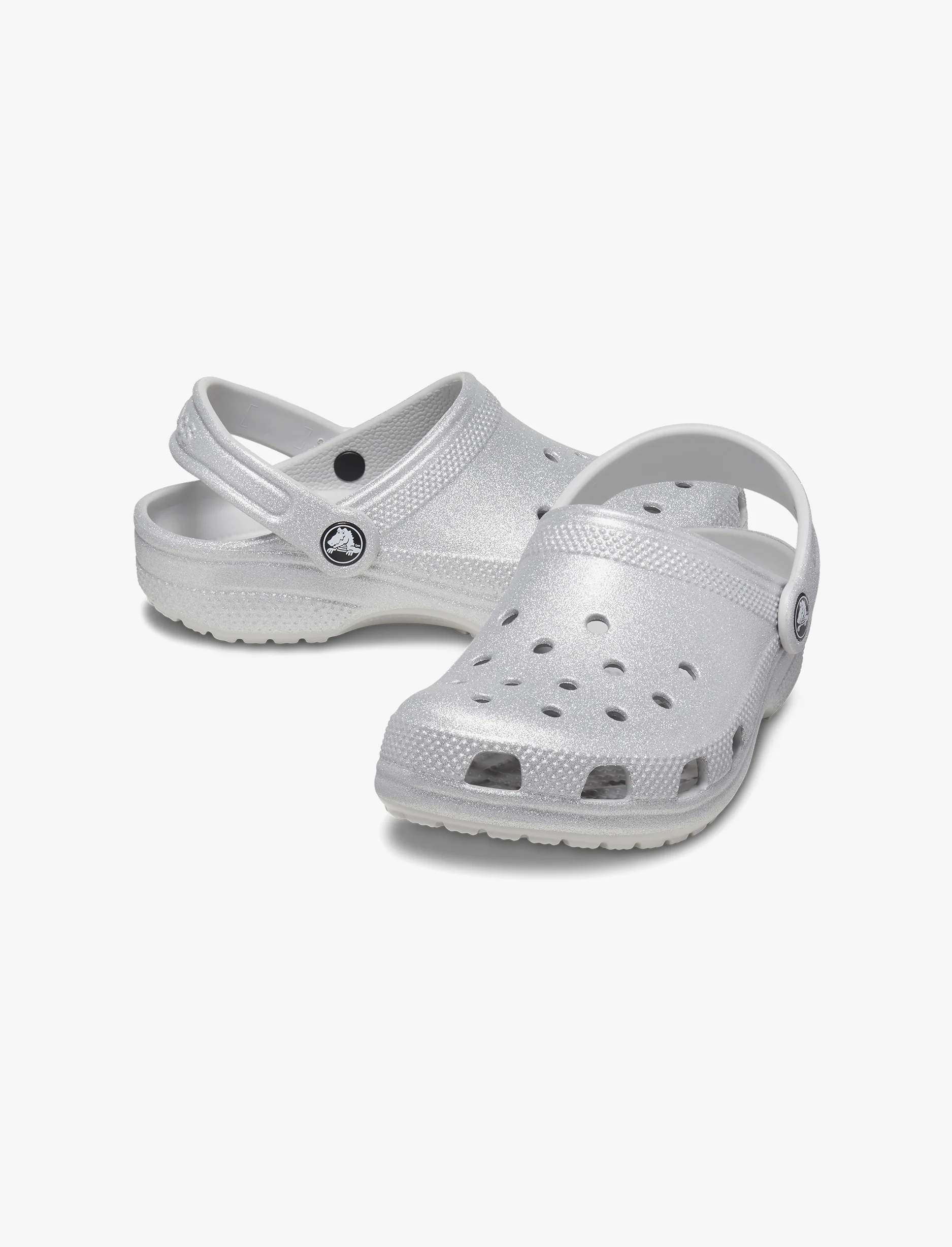 Crocs Classic Glitter Clog K - כפכף קרוקס קלאסי לילדות בצבע כסף בהדפס נצנצים - Image 4