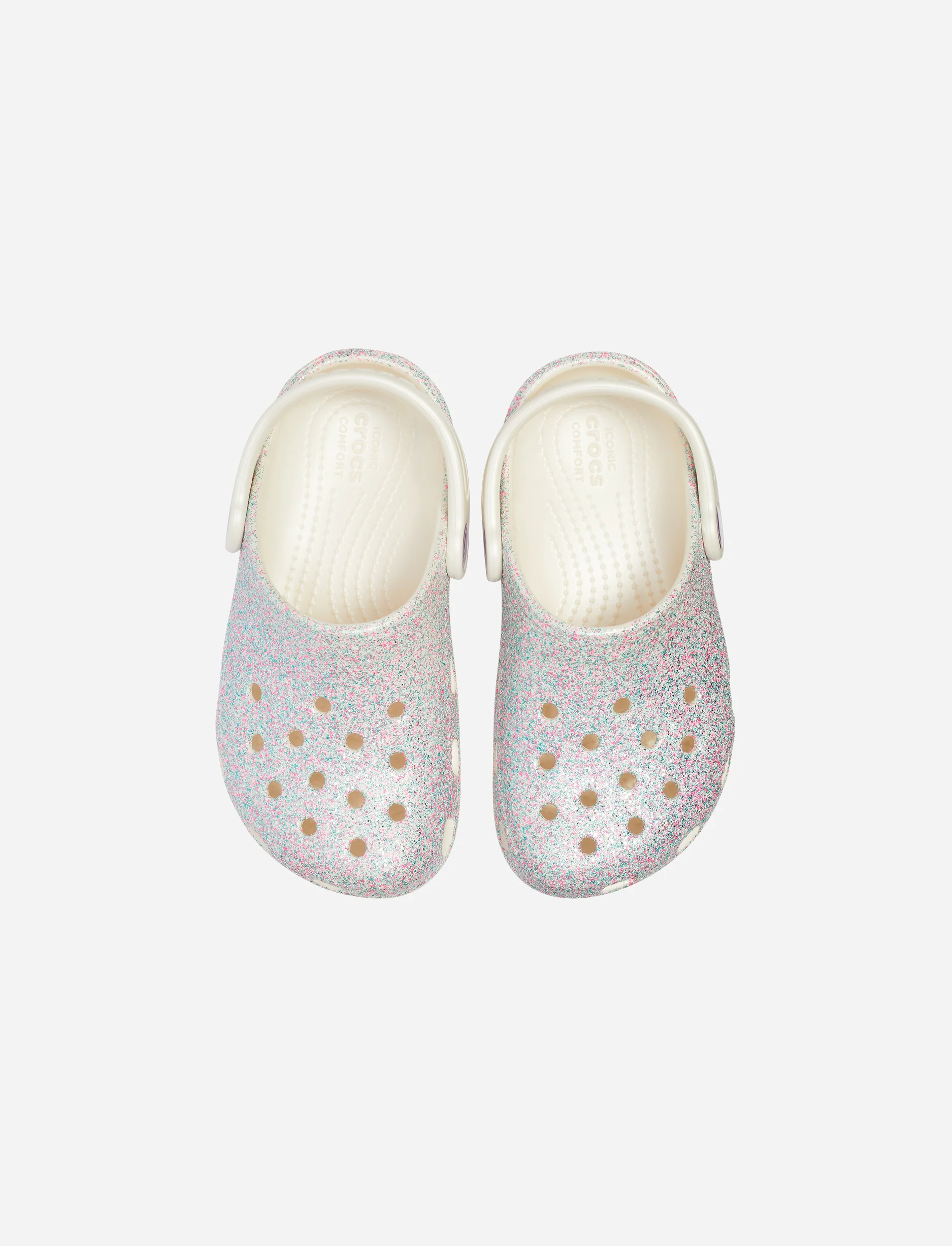 Crocs Classic Glitter Clog K - כפכף קרוקס קלאסי לילדות בצבע צדף בהדפס נצנצים - Image 3