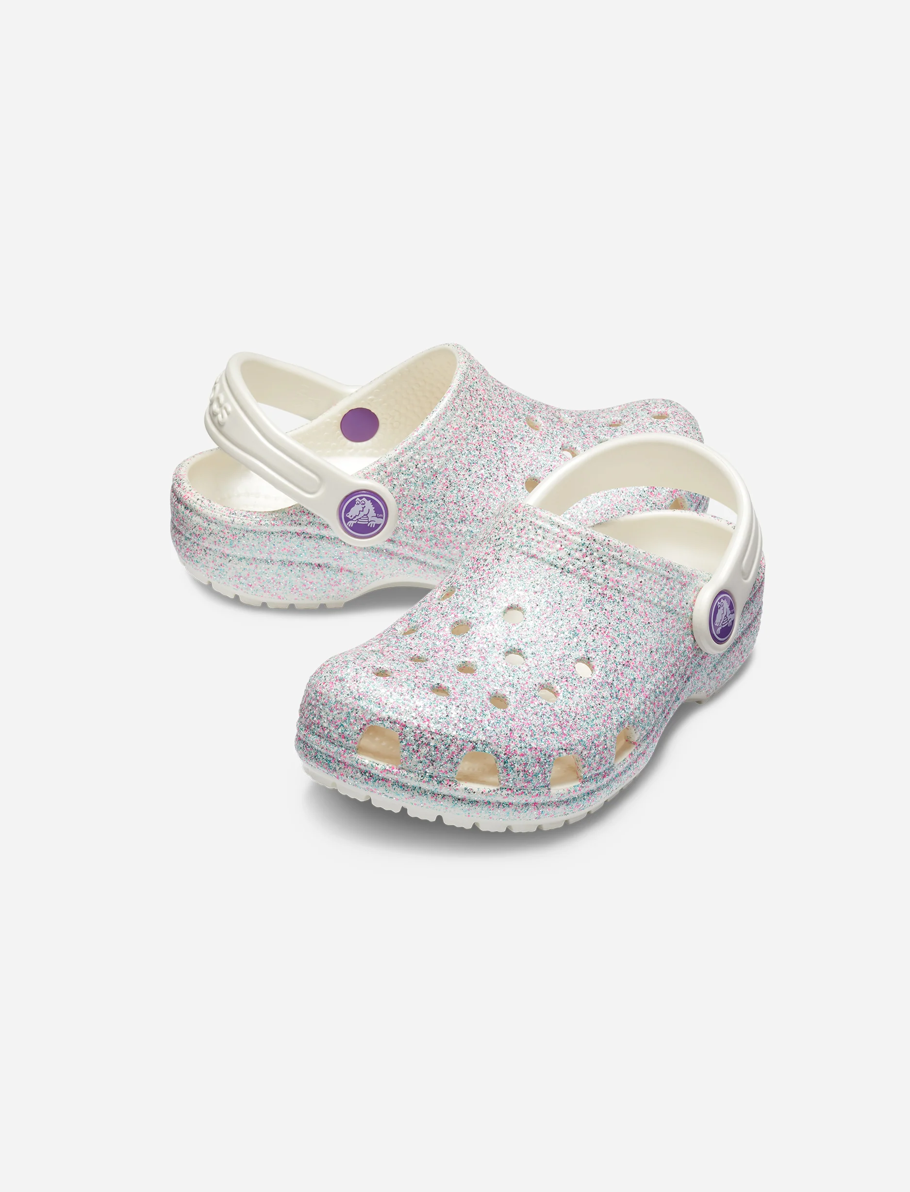 Crocs Classic Glitter Clog T - כפכף קרוקס קלאסי לילדות מידות קטנות בצבע צדף בהדפס נצנצים - Image 4