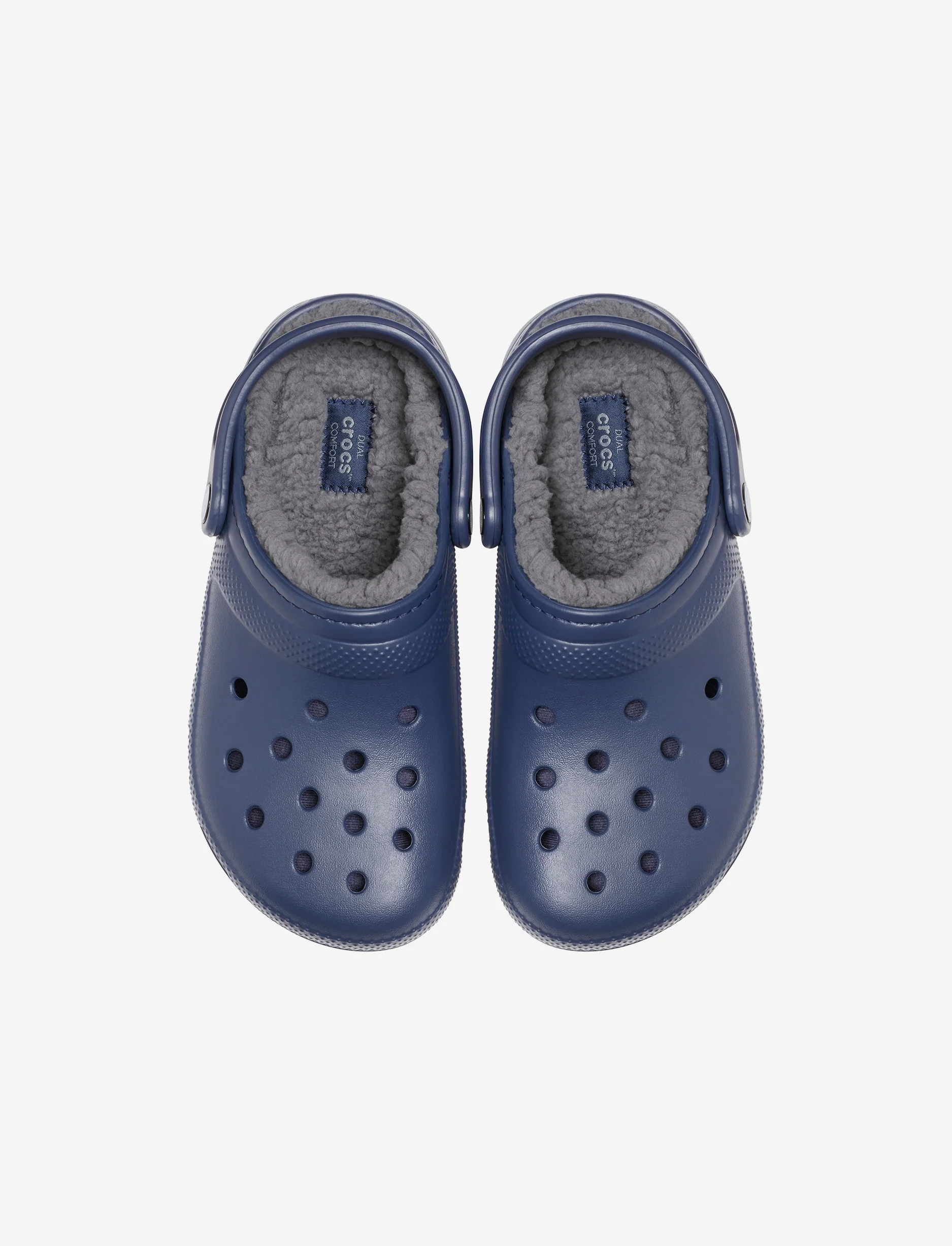 Crocs Classic Lined Clog - כפכפים פרוותיים קרוקס בצבע נייבי/אפור - Image 3