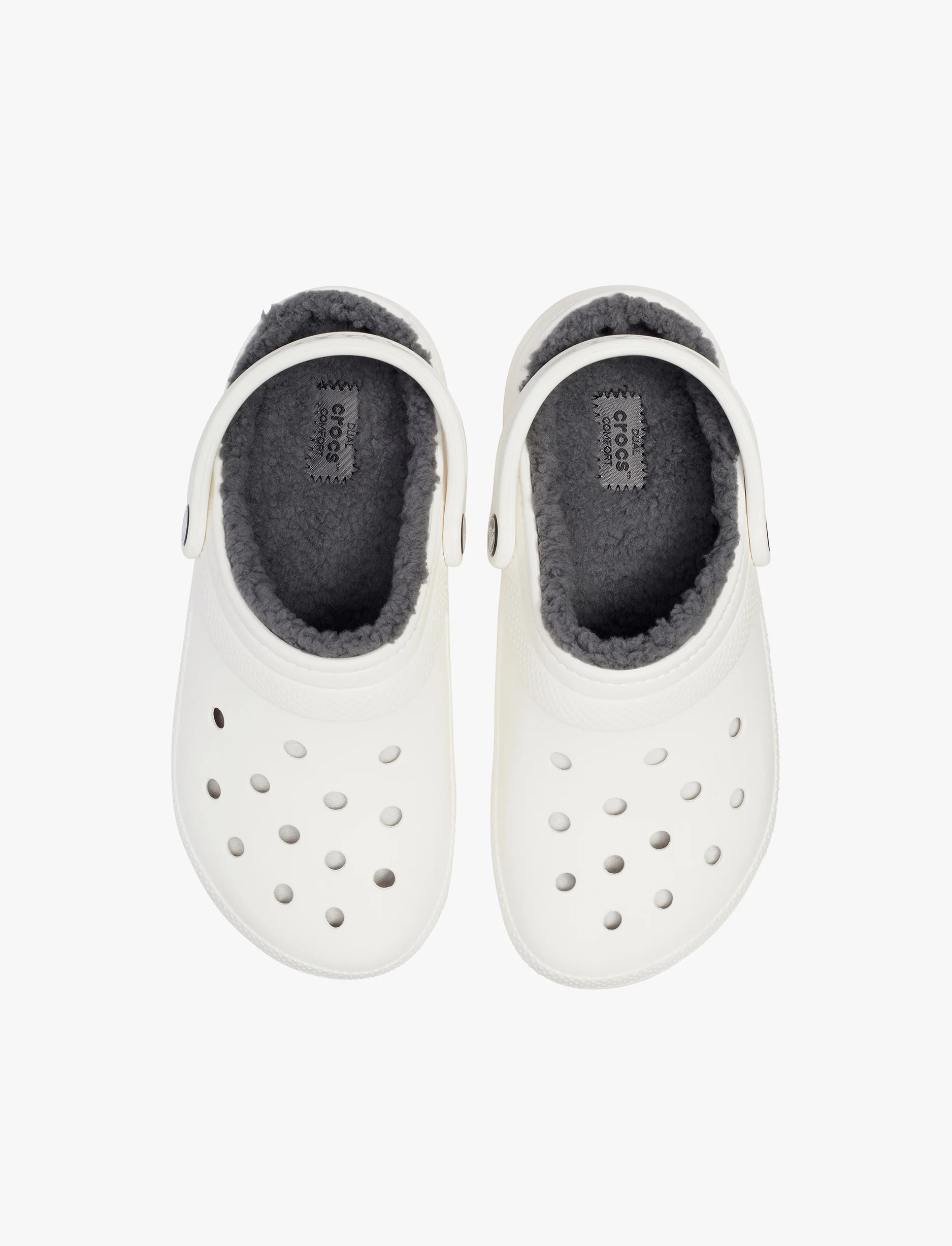 Crocs Classic Lined Clog - כפכפים פרוותיים קרוקס בצבע לבן/אפור - Image 3