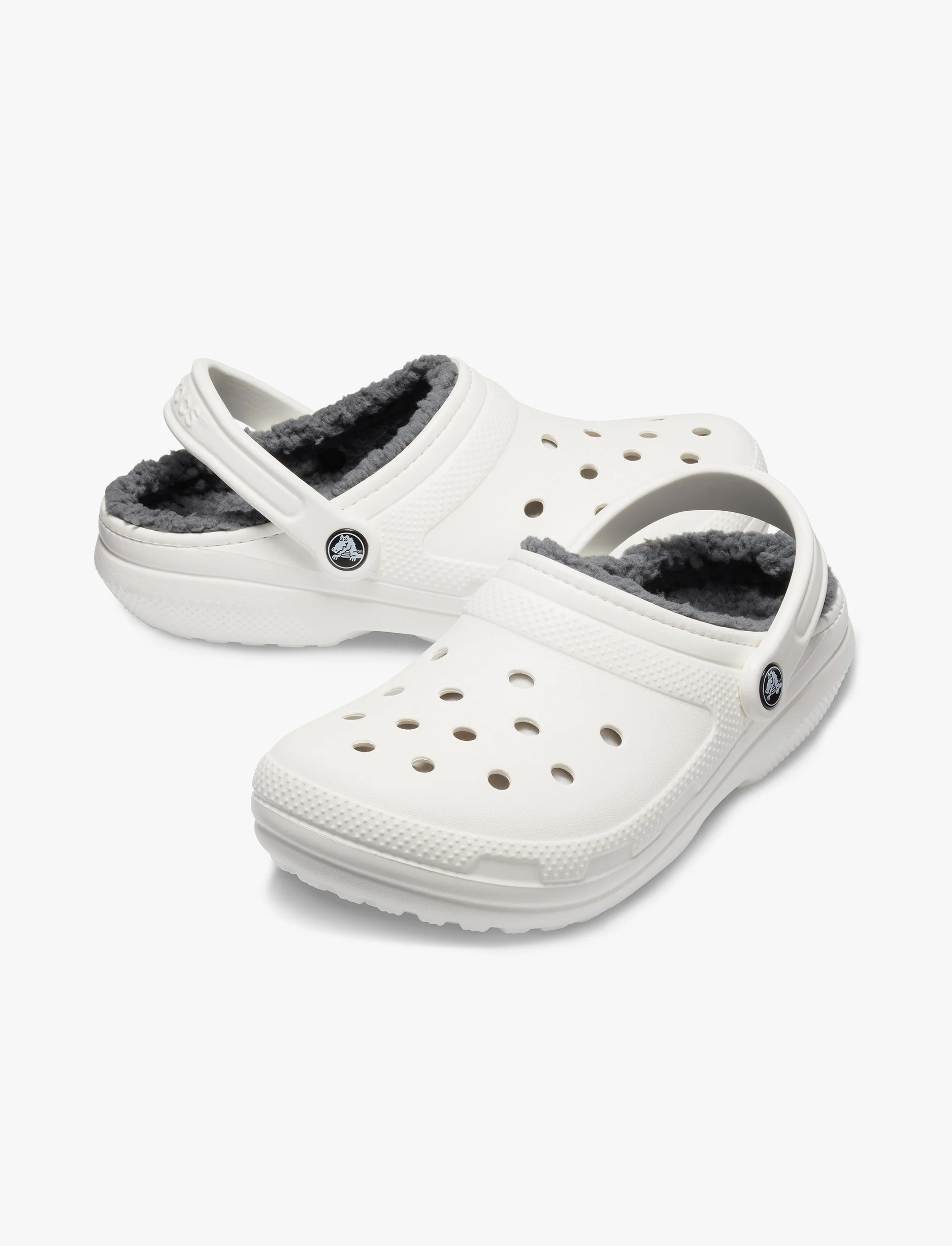 Crocs Classic Lined Clog - כפכפים פרוותיים קרוקס בצבע לבן/אפור - Image 4