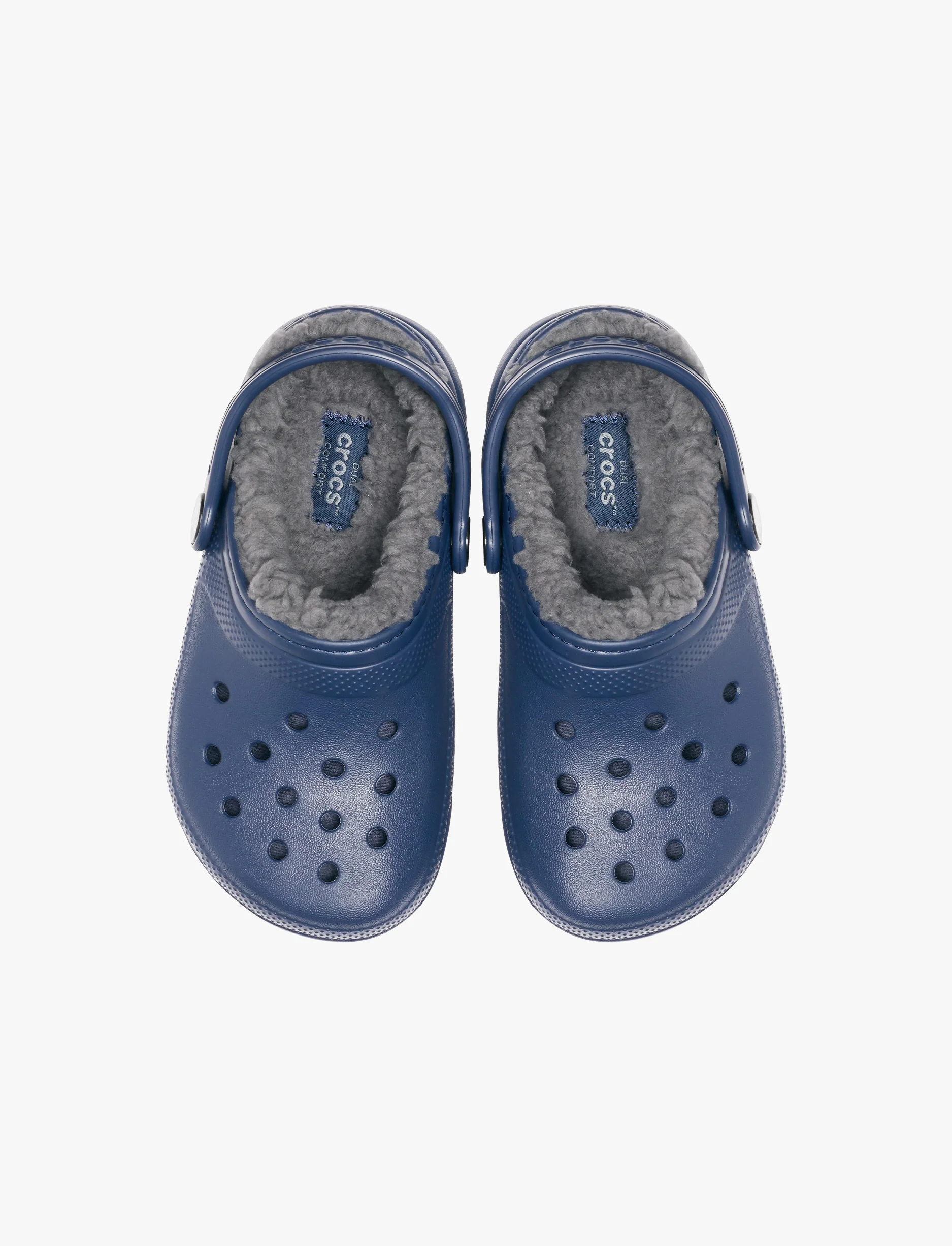 Crocs Classic Lined Clog T -  כפכפים פרוותיים קרוקס לילדים מידות קטנות בצבע נייבי/אפור - Image 4