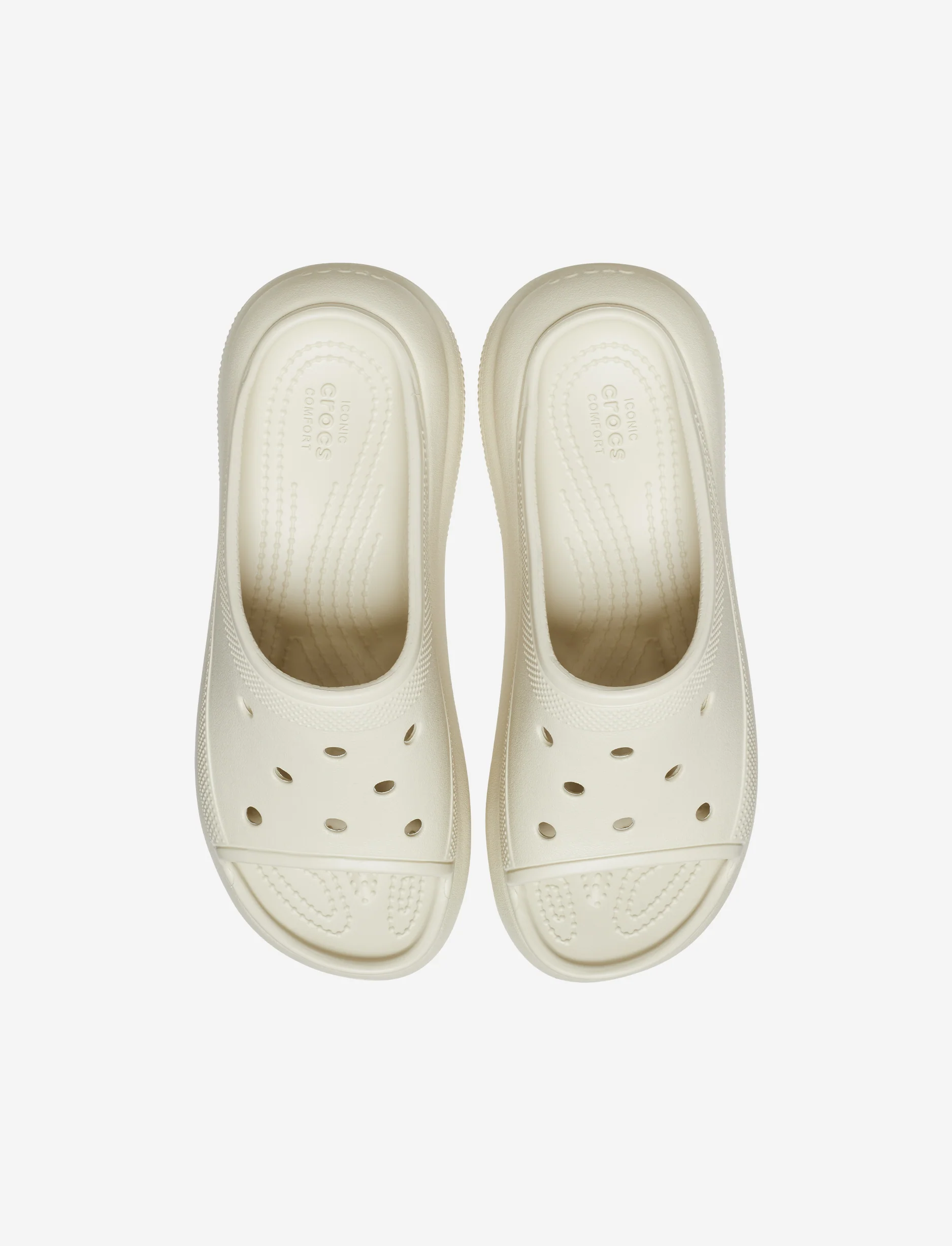 Crocs Crush Slide - כפכפי סלייד קרוקס קראש לנשים בצבע לבן קרם - Image 4
