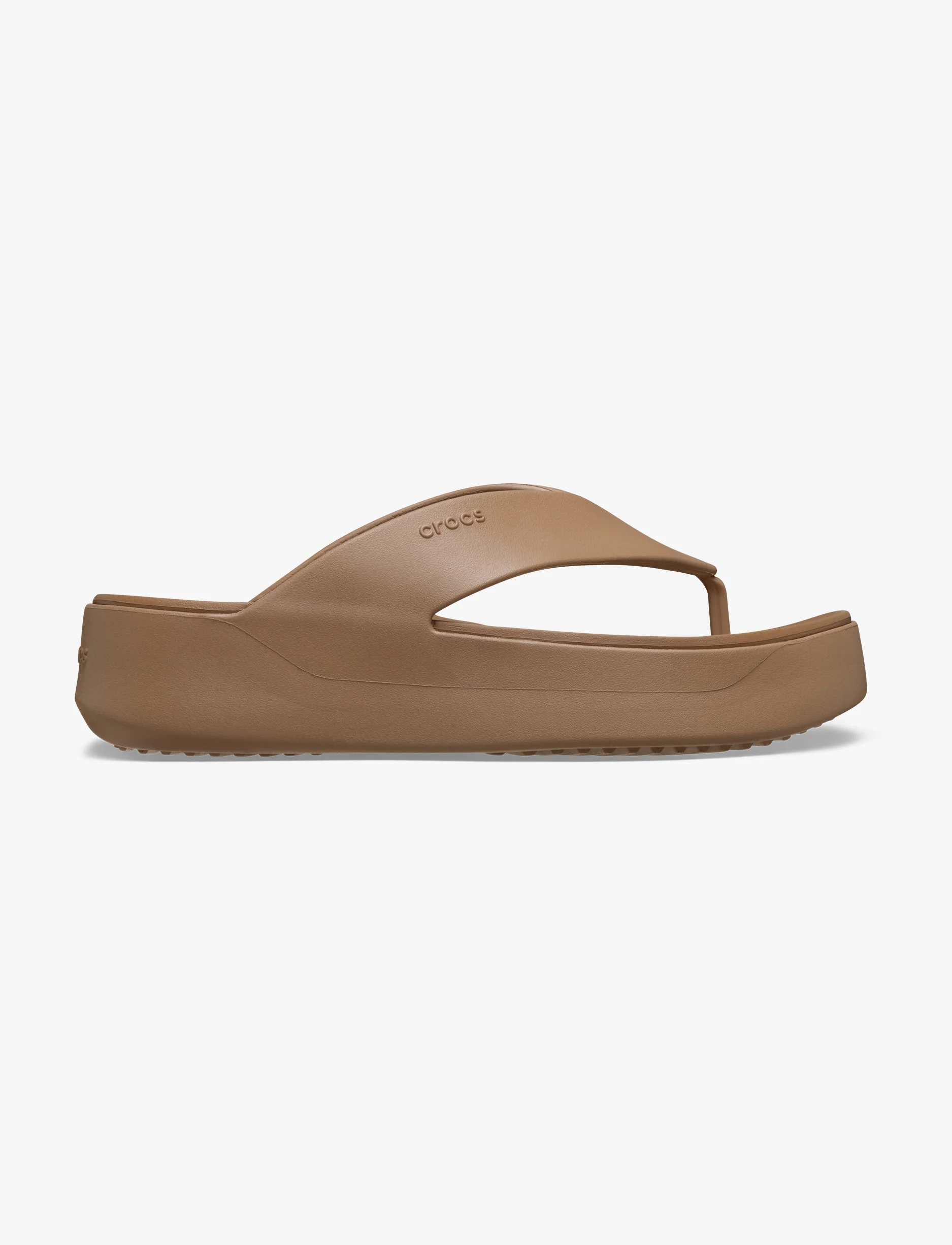 Crocs Getaway Platform Flip - כפכפי אצבע פלטפורמה קרוקס לנשים בצבע שוקולד חלב - Image 2