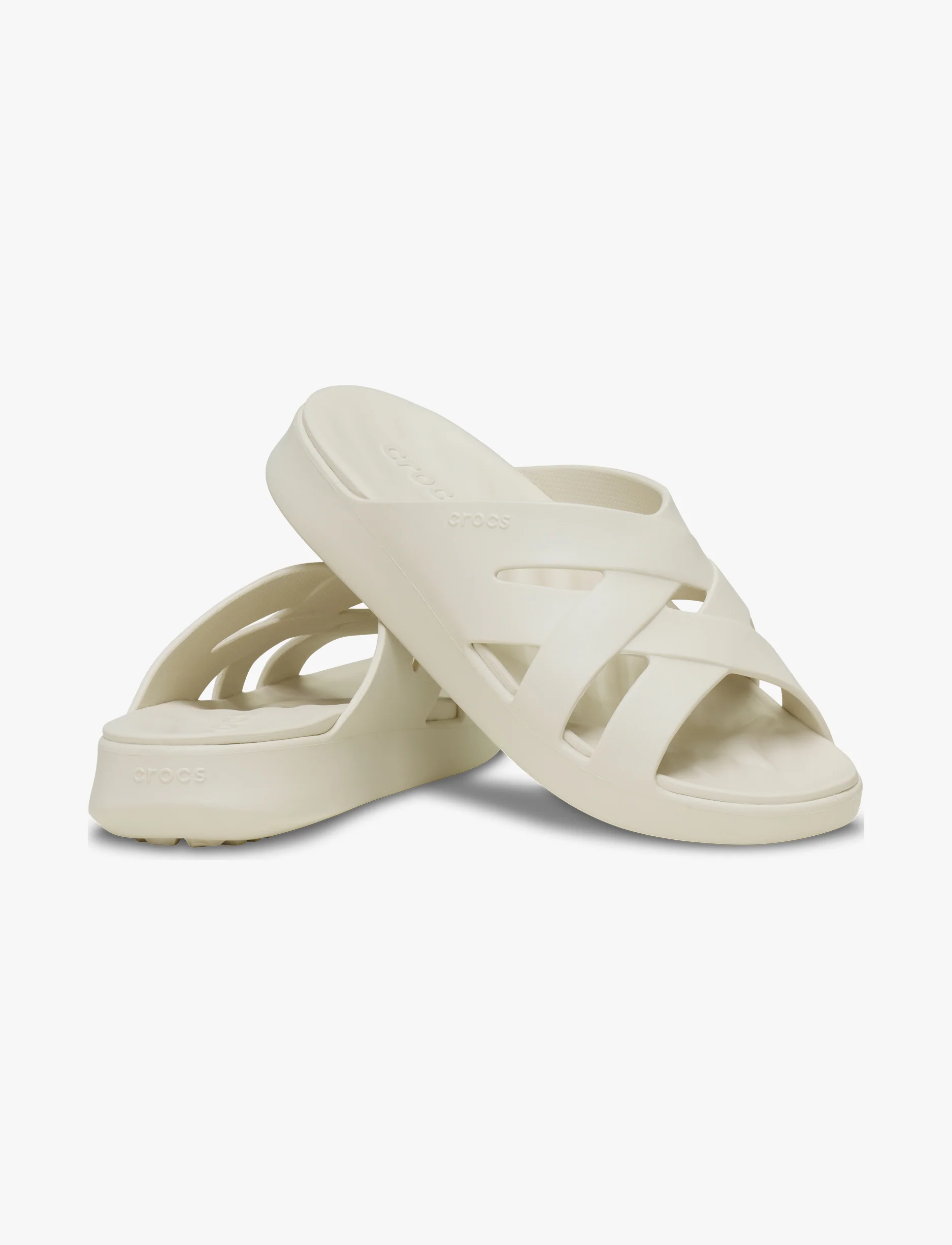 Crocs Getaway Weave Slide - כפכפי סלייד קרוקס לנשים בצבע אבן חול - Image 4