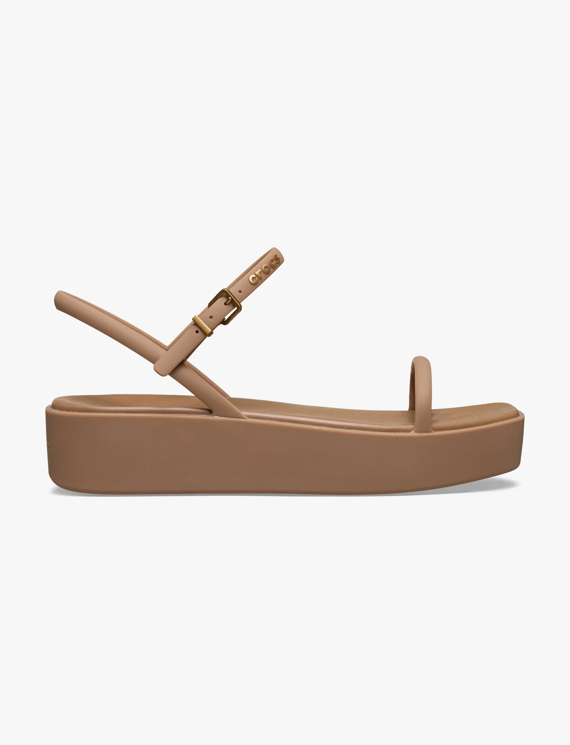 Crocs Miami Platform Y Strap Sandal - סנדלי פלטפורמה קרוקס לנשים בצבע שוקולד חלב - Image 2