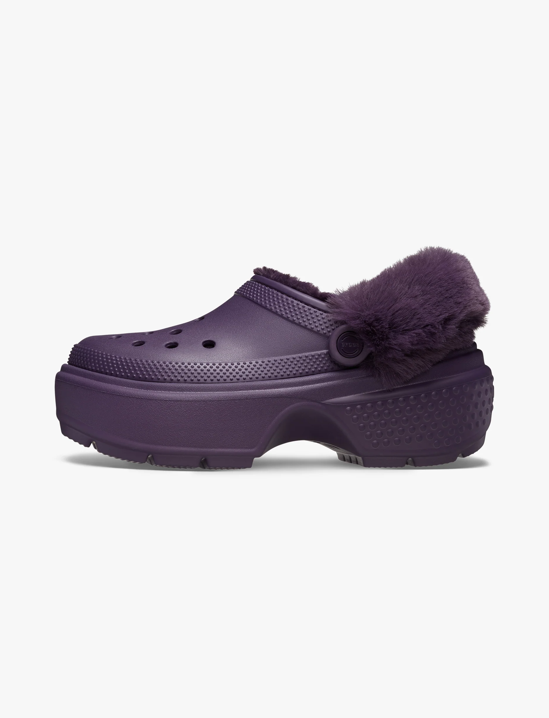 Crocs Stomp Lined Clog - כפכפי פלטפורמה קלוג סטומפ פרוותיים לנשים בצבע איריס כהה - Image 5