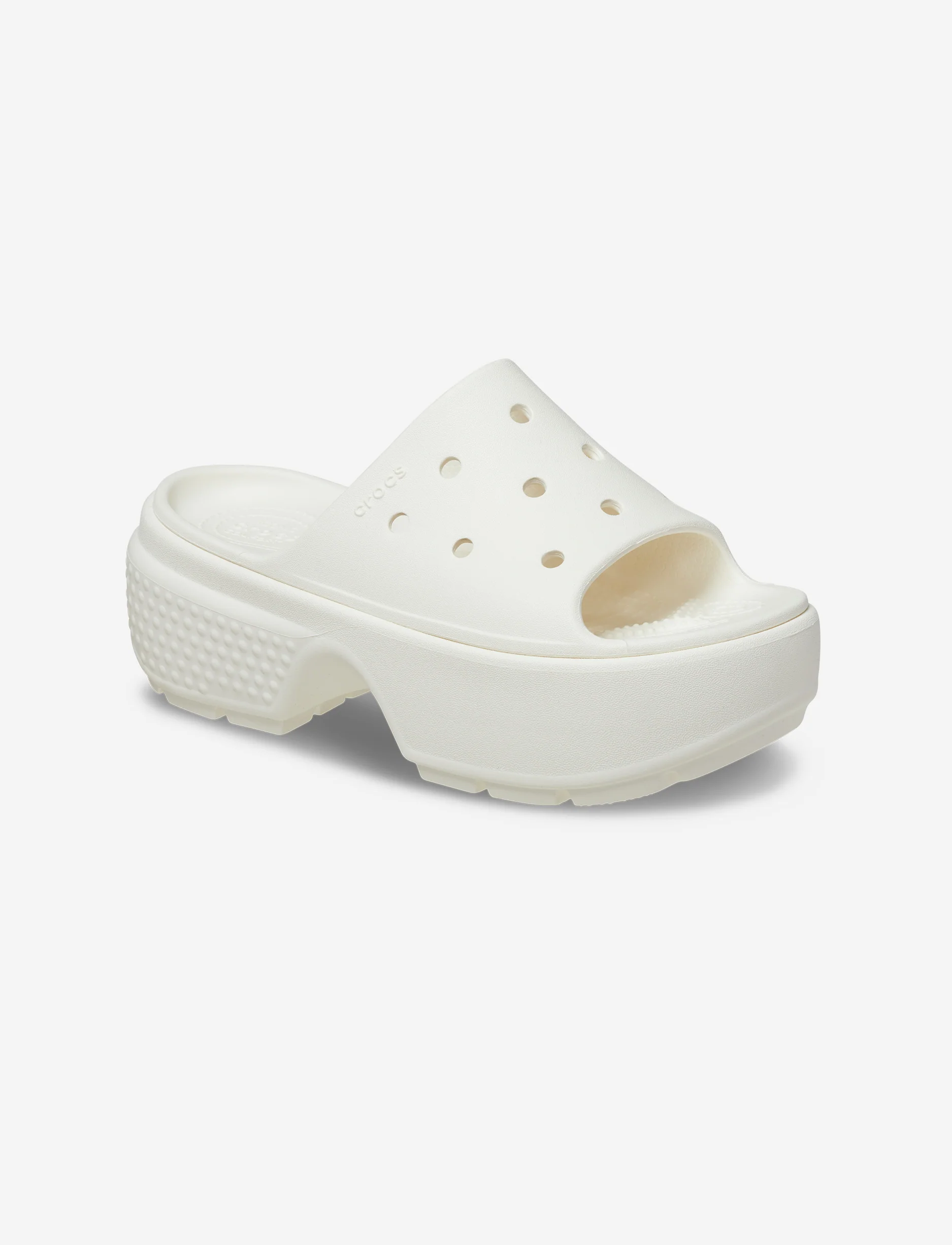 Crocs Stomp Slide - כפכפי פלטפורמה סטומפ סלייד קרוקס לנשים בצבע לבן גיר - Image 2