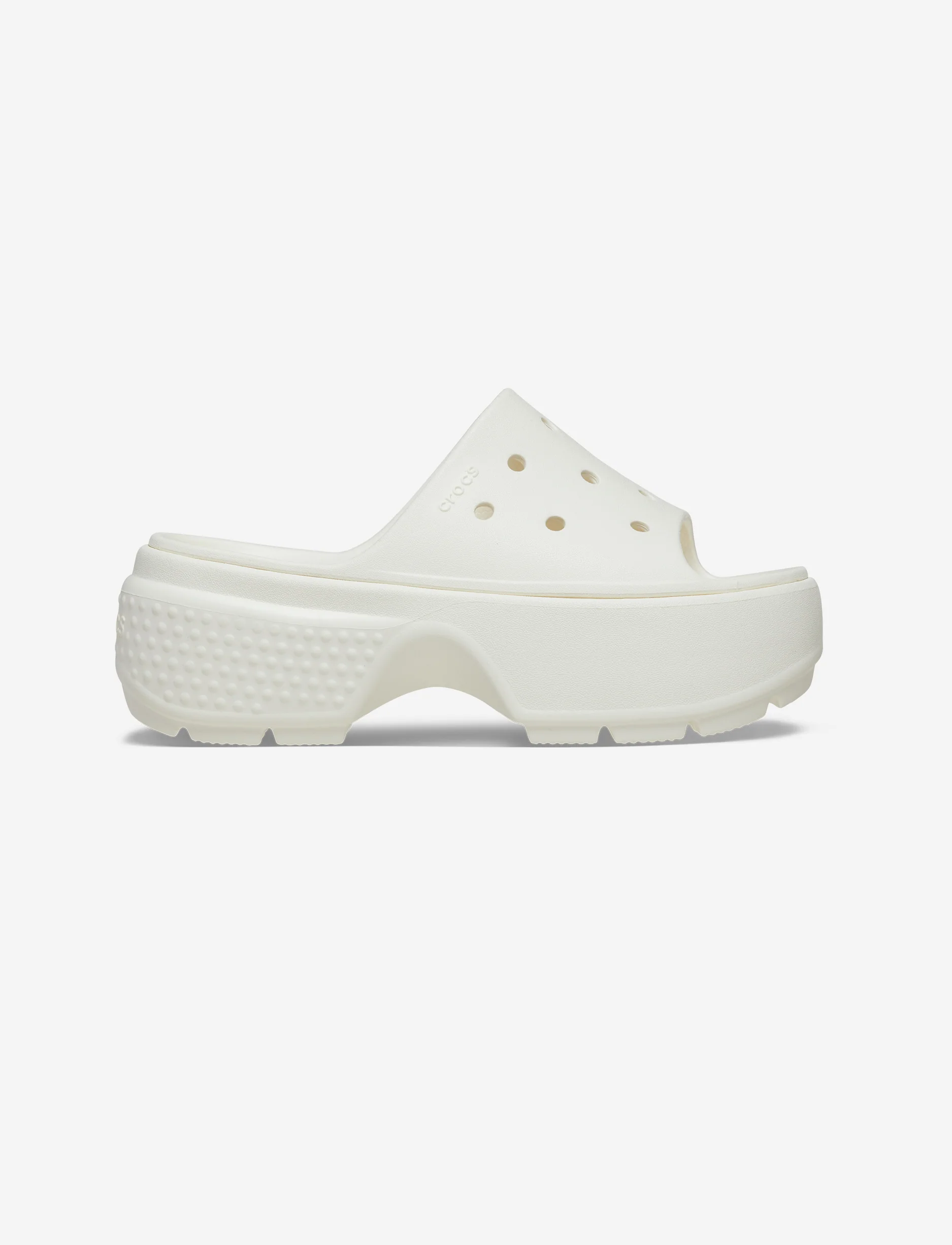 Crocs Stomp Slide - כפכפי פלטפורמה סטומפ סלייד קרוקס לנשים בצבע לבן גיר - Image 3