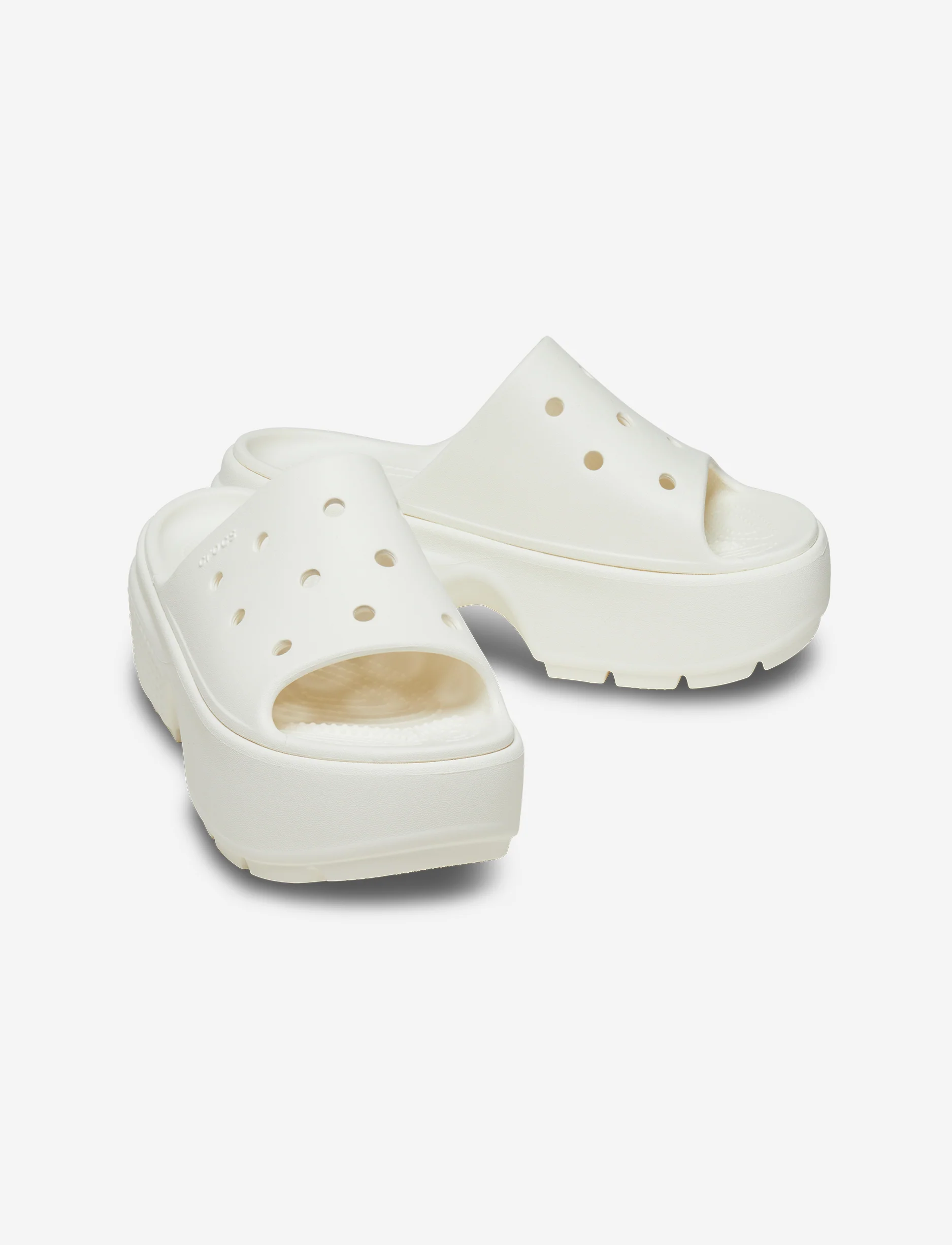Crocs Stomp Slide - כפכפי פלטפורמה סטומפ סלייד קרוקס לנשים בצבע לבן גיר - Image 5