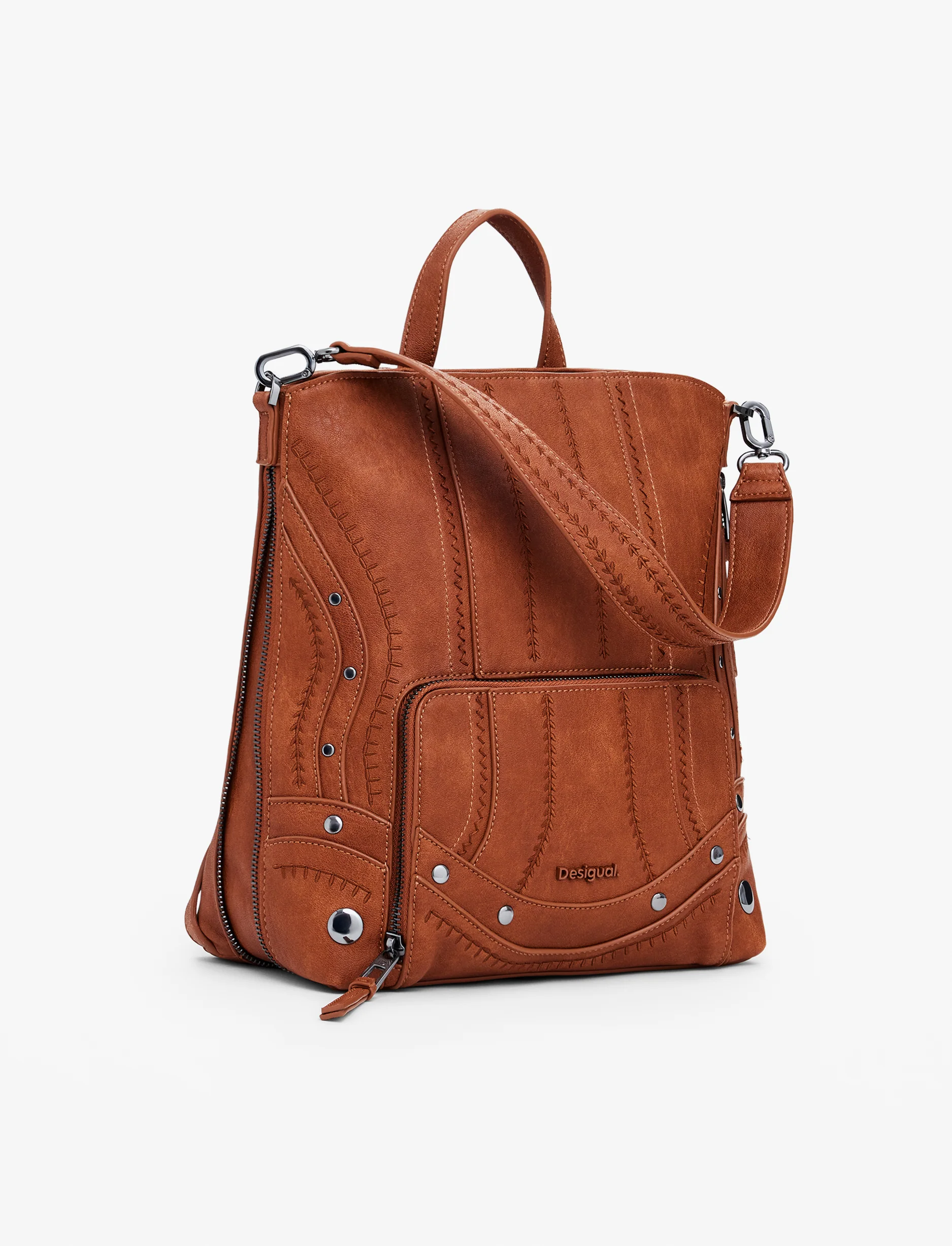 Desigual Back Embro Patch Pretoria Mini Camel Backpack - תיק גב דיזיגוואל לנשים - Image 2