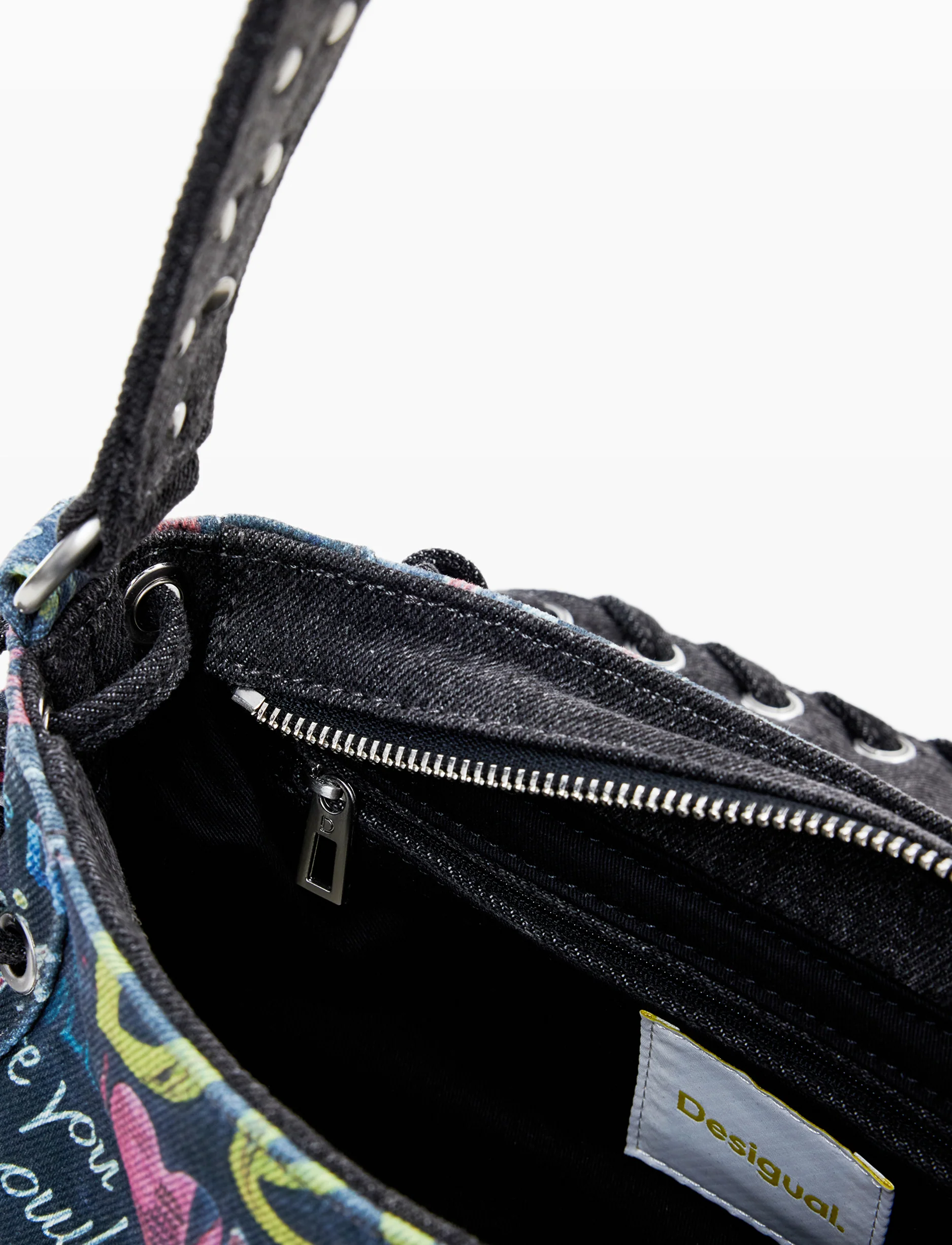 Desigual Bag Pizzicato Zarauz 25WAXD22 - תיק צד שחור גרפיטי דיזיגוואל לנשים - Image 5