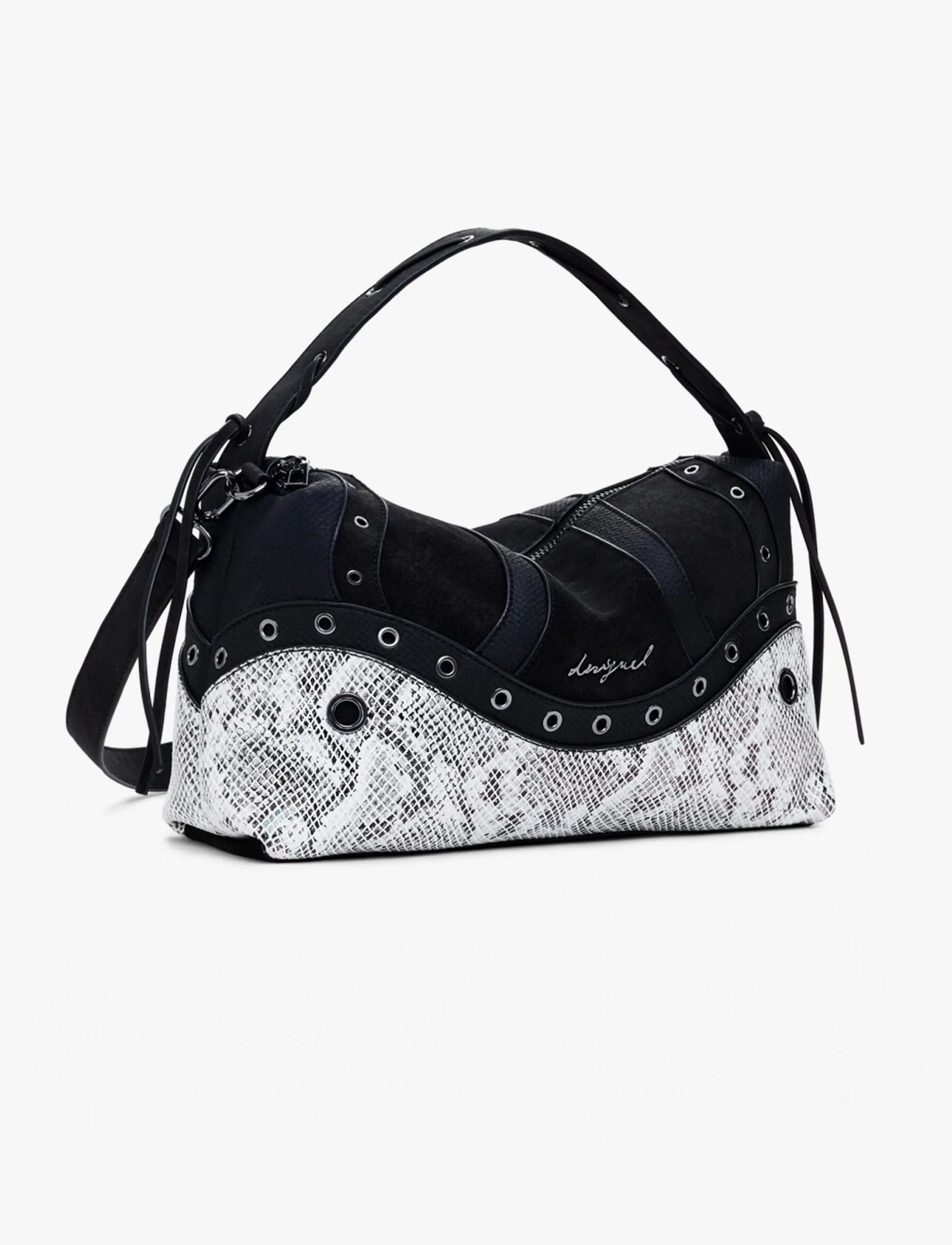 Desigual Bag Snake Patch Bergamo 25WAXP29 - תיק צד דיזיגוואל שחור לנשים - Image 3