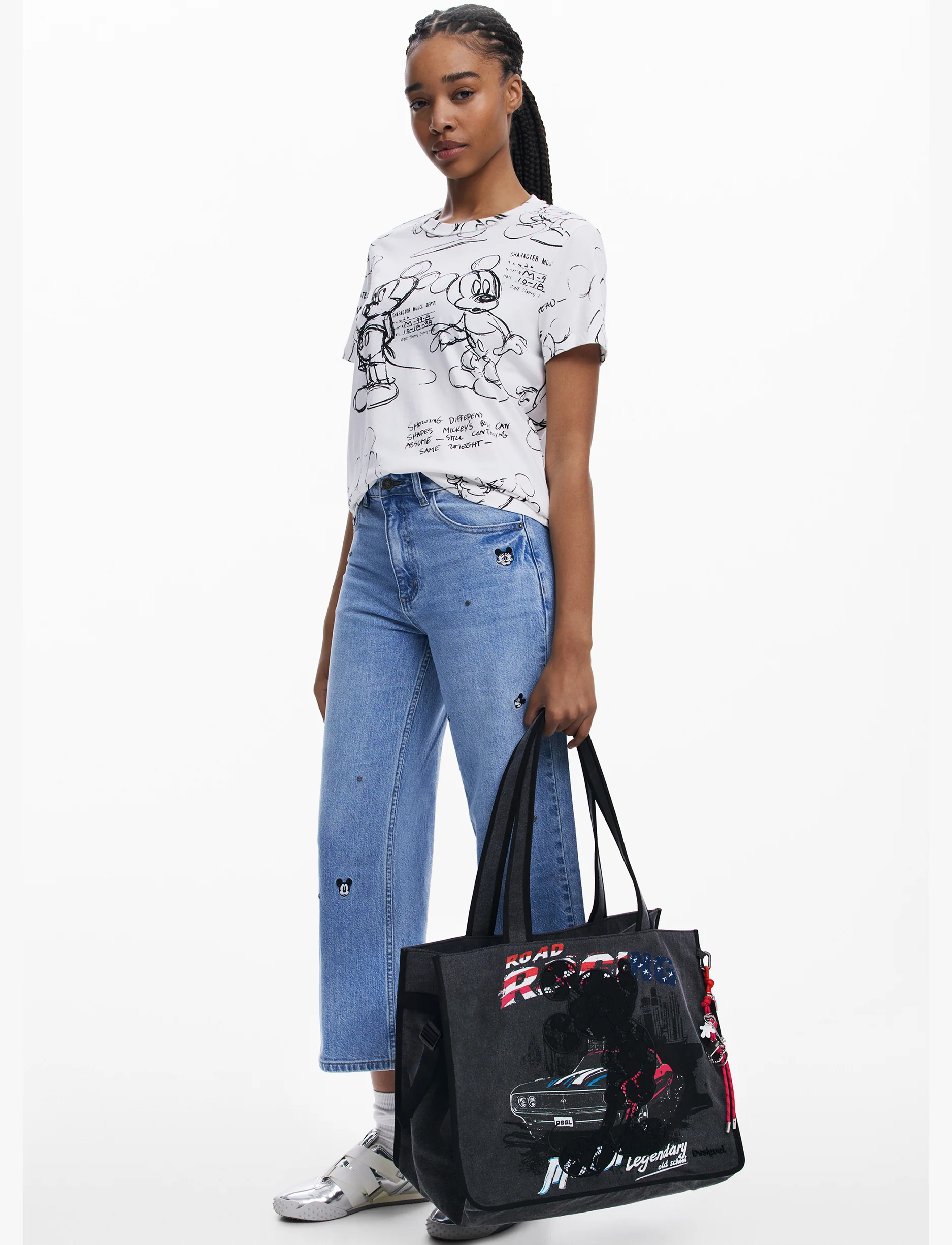 Desigual Bag Mickey Studs Khiva 25WAXD20 - תיק צד שחור דיזיגוואל לנשים - Image 5
