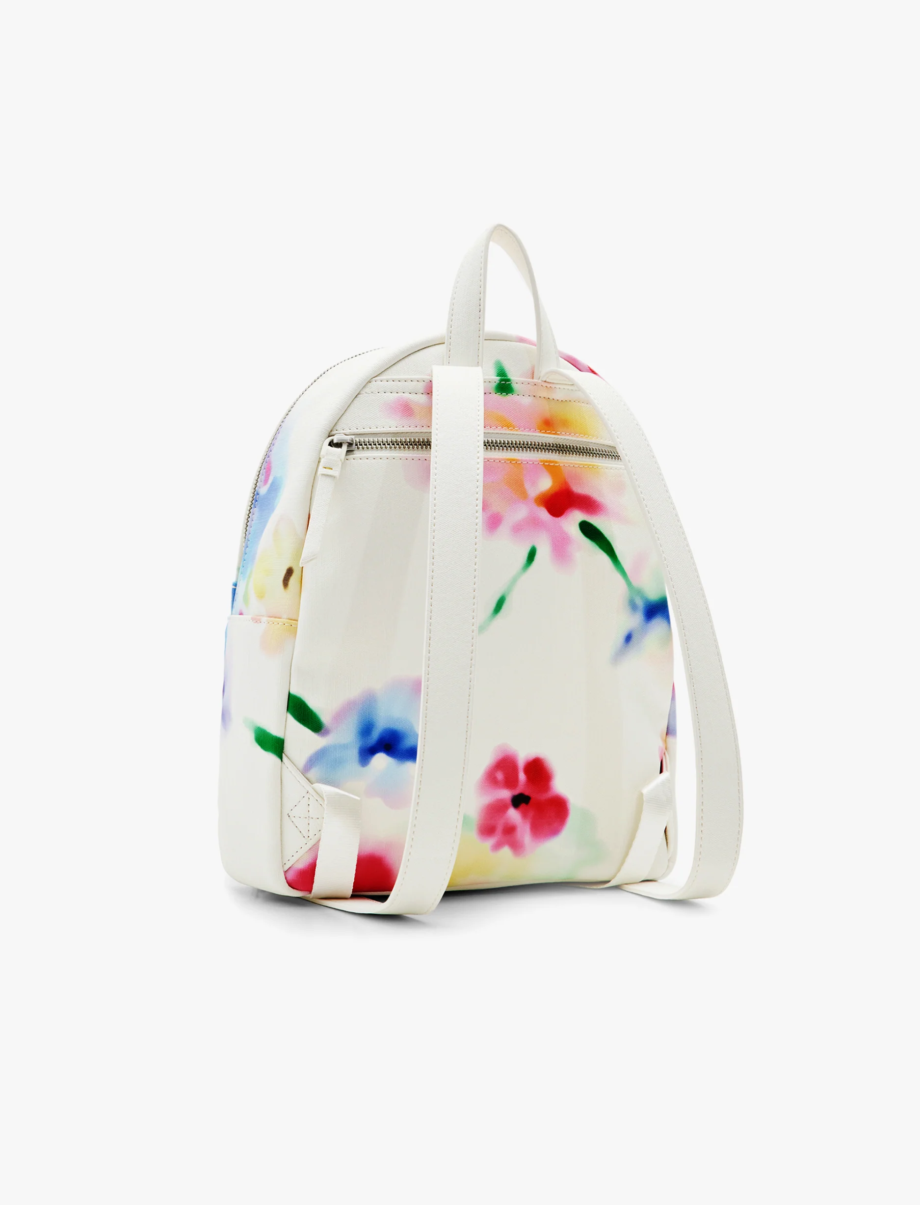 Desigual Back Liquid Flower Mombasa Mini - תיק גב קטן בצבע אוף ווייט - Image 3