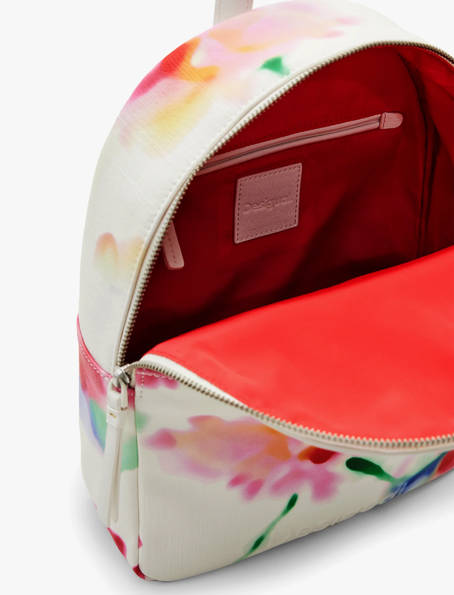 Desigual Back Liquid Flower Mombasa Mini - תיק גב קטן בצבע אוף ווייט - Image 4
