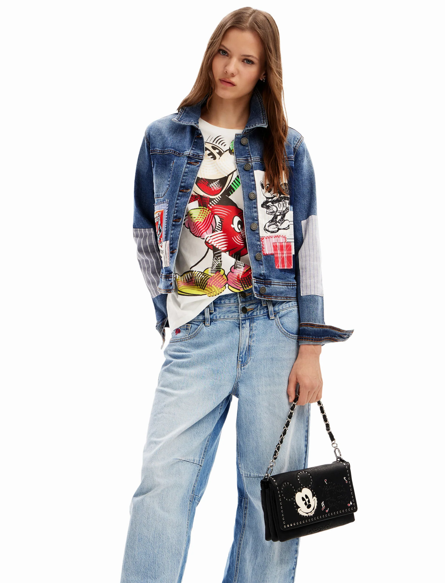 Desigual Bag Mickey Rock Dortmund Flap 2.0 - תיק קרוסבודי בינוני בצבע שחור - Image 7