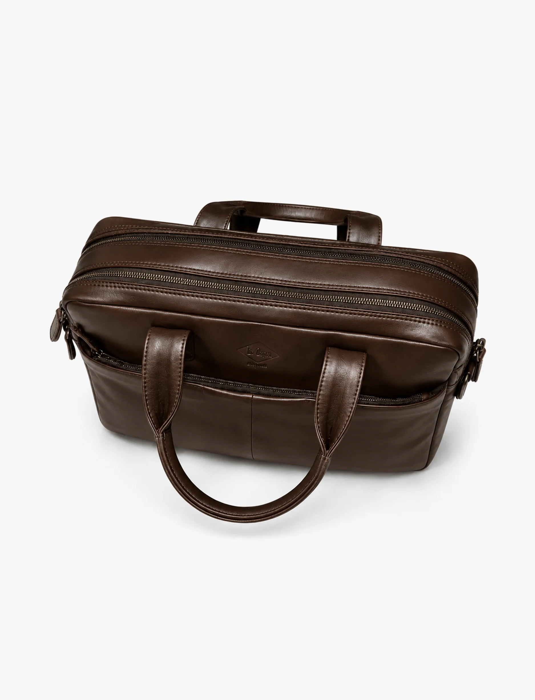 Lee Cooper 2323 - תיק מחשב עור לי קופר לגברים בצבע חום כהה - Image 2