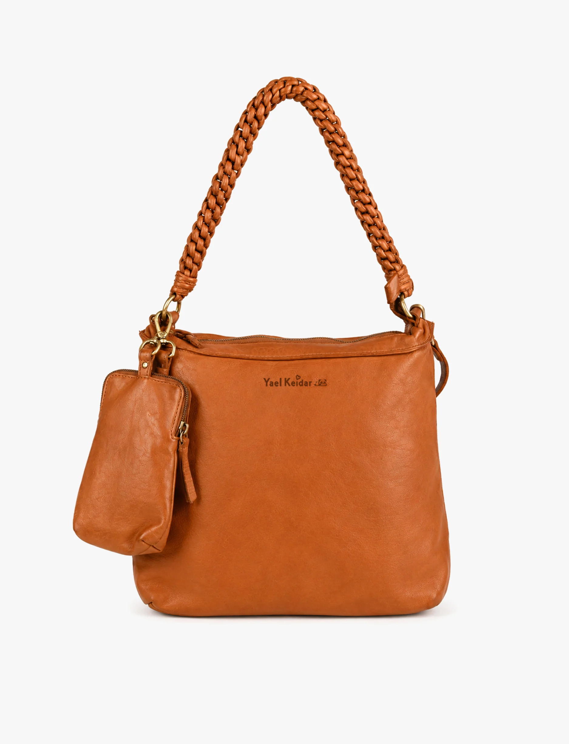 Yael Keidar Leather Side Bag 38766 - תיק צד עור יעל קידר טאן לנשים