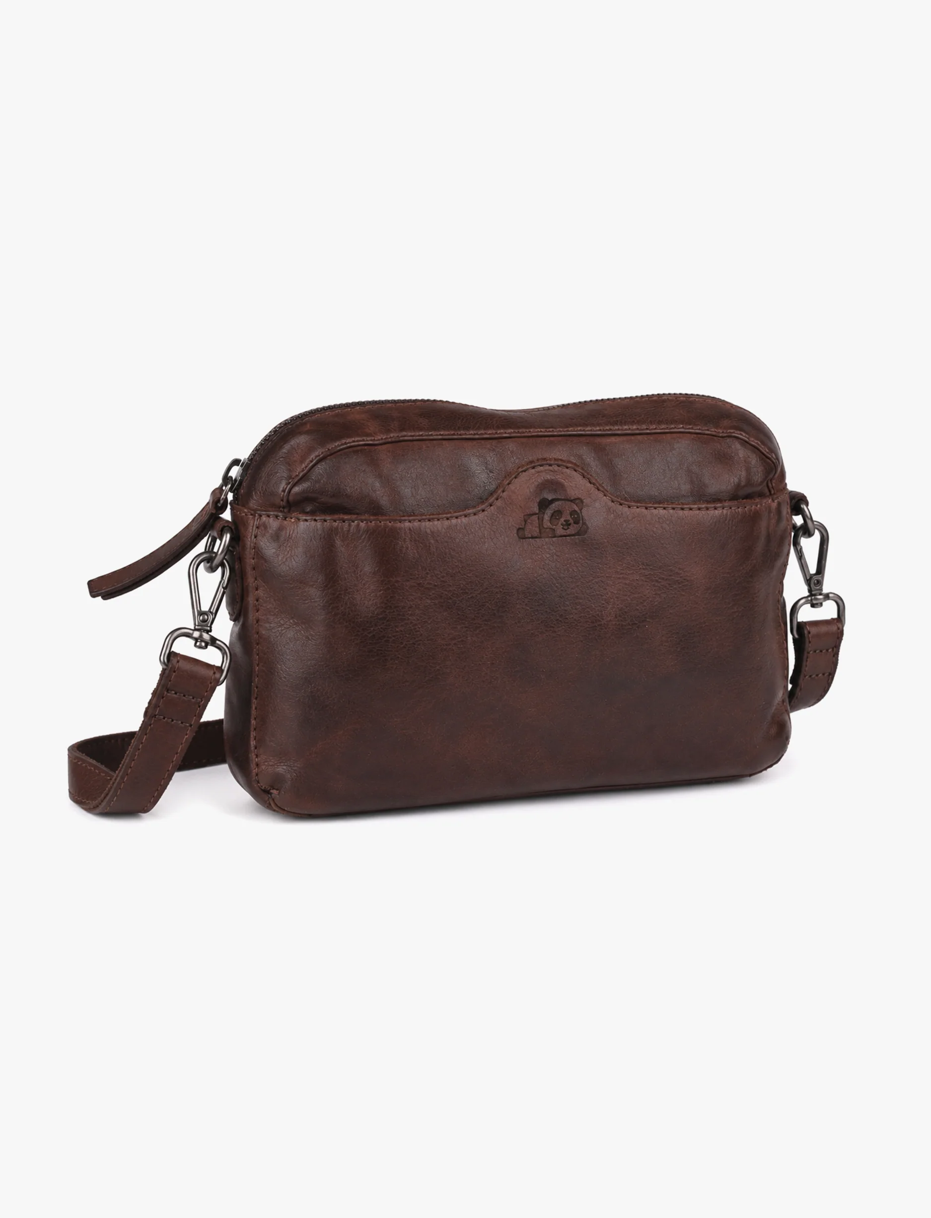 Yael Keidar Leather Side Bag 38768 - תיק צד עור יעל קידר חום כהה לנשים - Image 2
