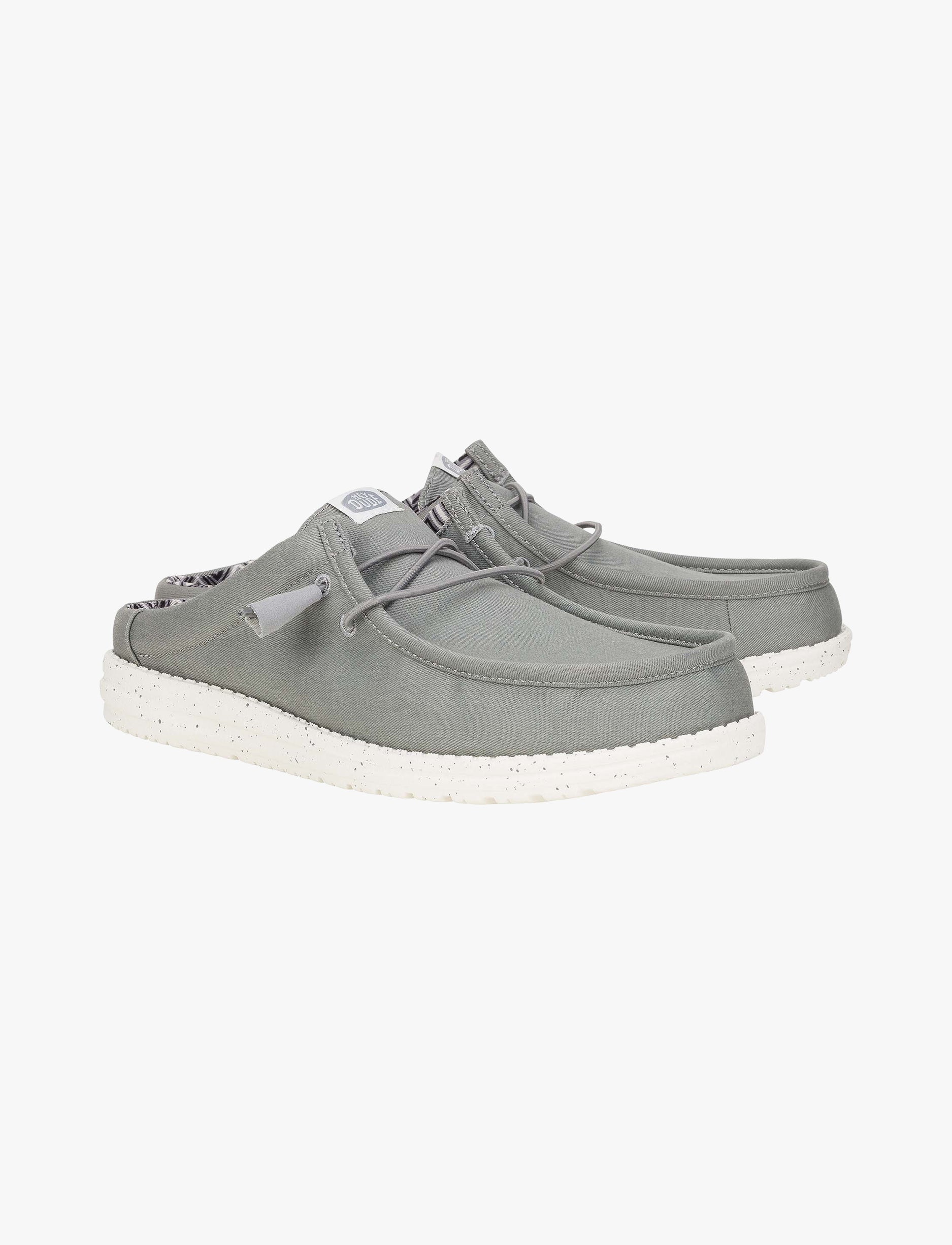 Hey Dude Wally Slip Stretch Canvas - כפכפי סליפ און וולי סטרץ' קנבס היי דוד לגברים בצבע אפור - Image 3