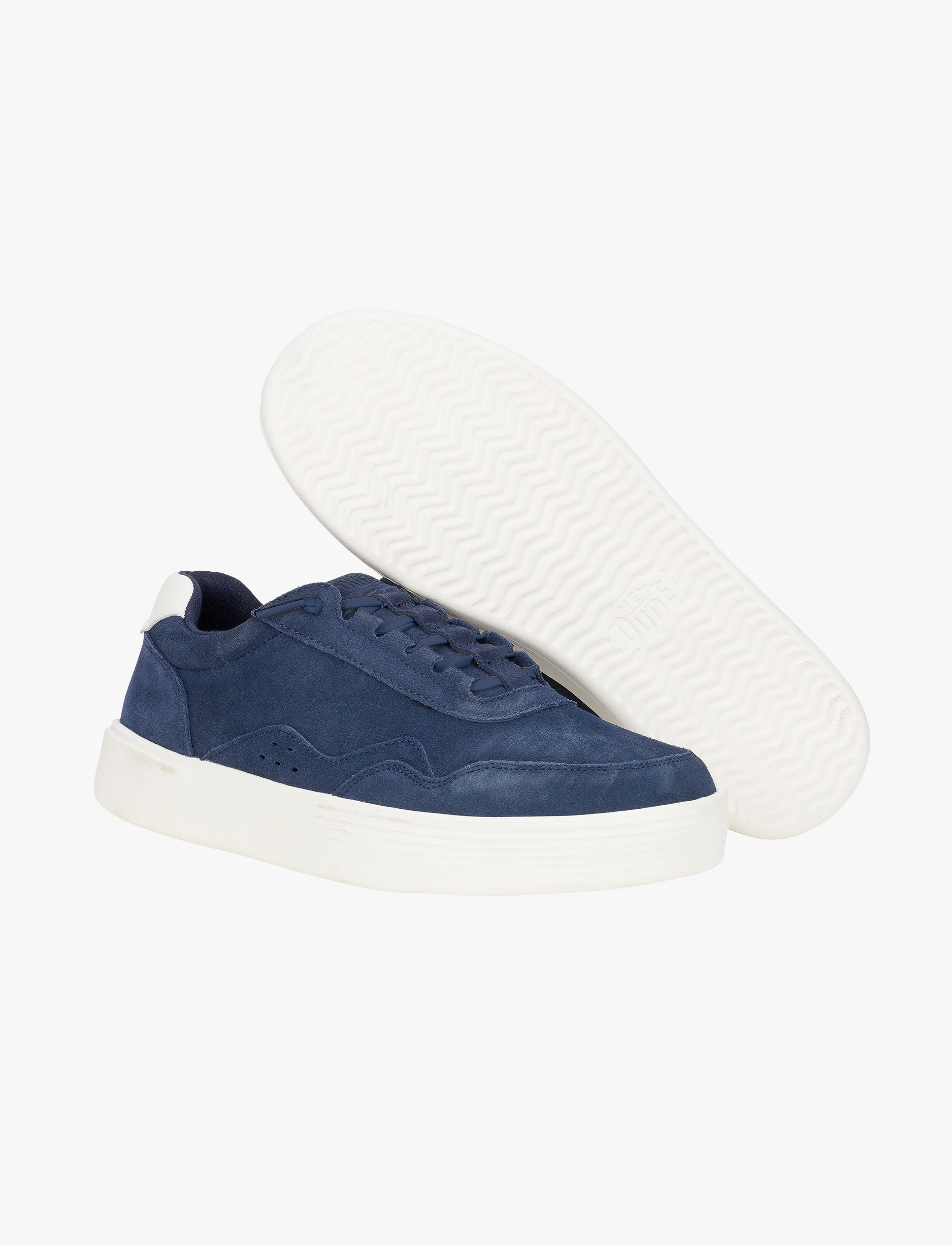 Hey Dude Sneakers Hudson M Suede Vintage - נעלי סניקרס היידוד הודסון בצבע נייבי/לבן - Image 5