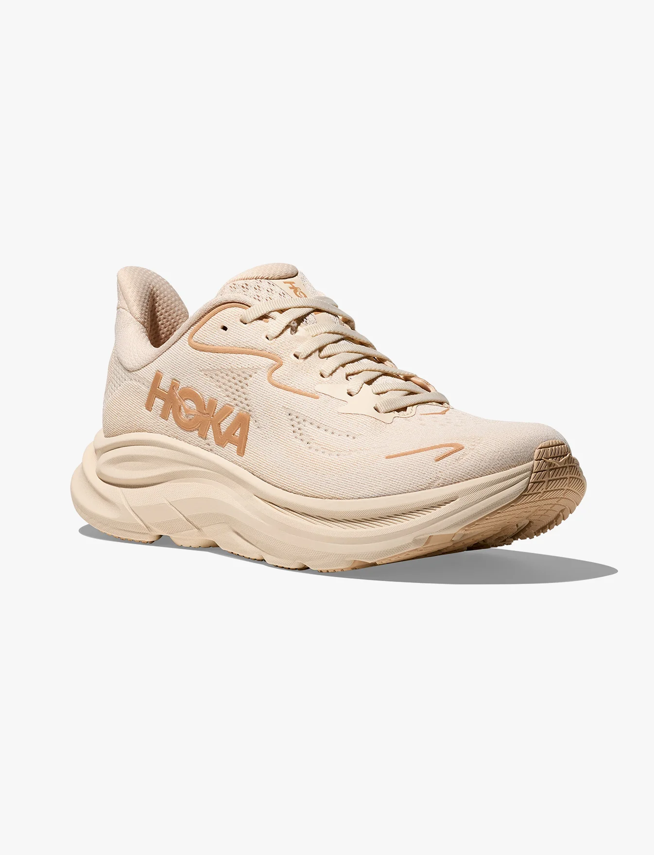 HOKA CLIFTON WIDE 10 - נעלי ספורט נשים הוקה קליפטון 10 רחבות בצבע וניל/לבנה