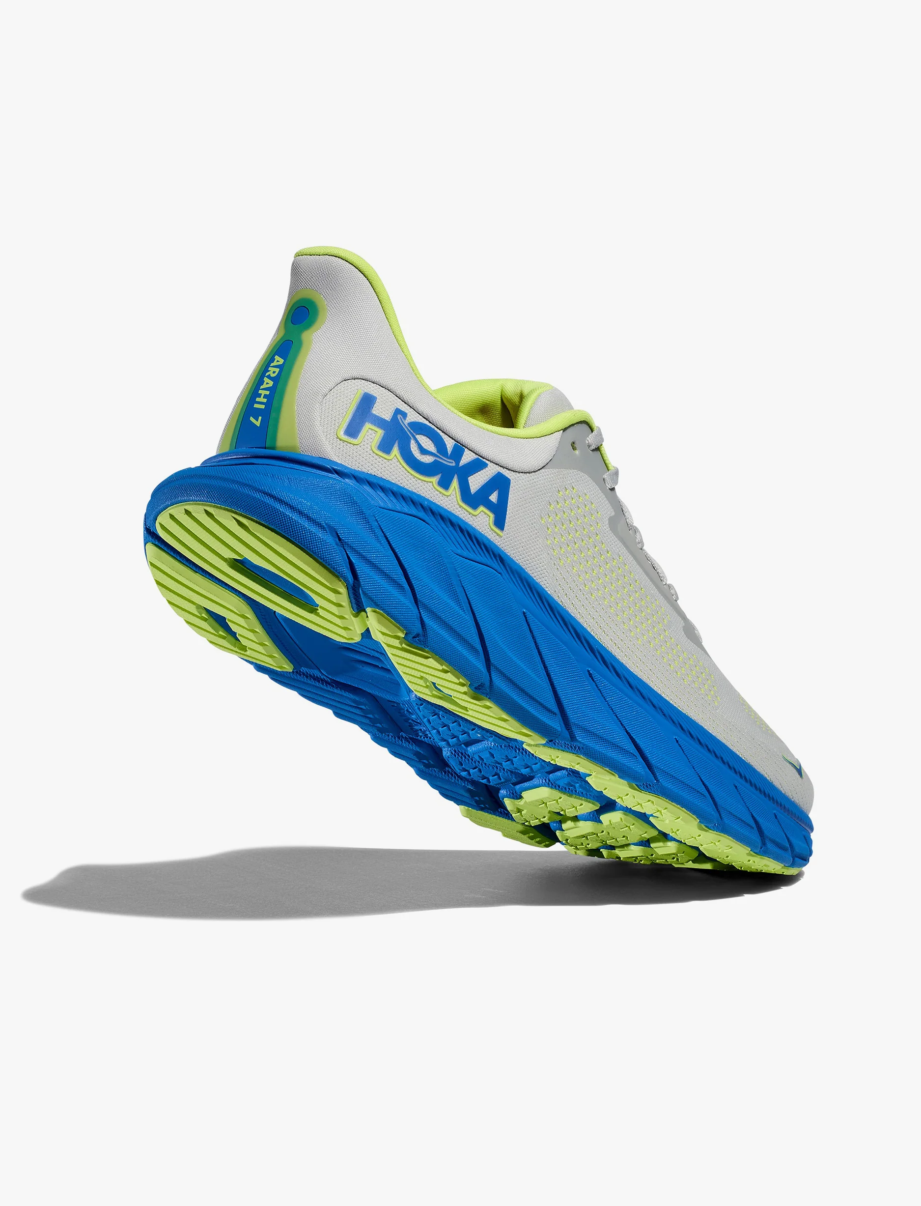 HOKA Arahi Wide 7 - נעלי ספורט גברים הוקה ארהי 7 רחבות בצבע אפרפר-זרחני/קובלט - Image 3