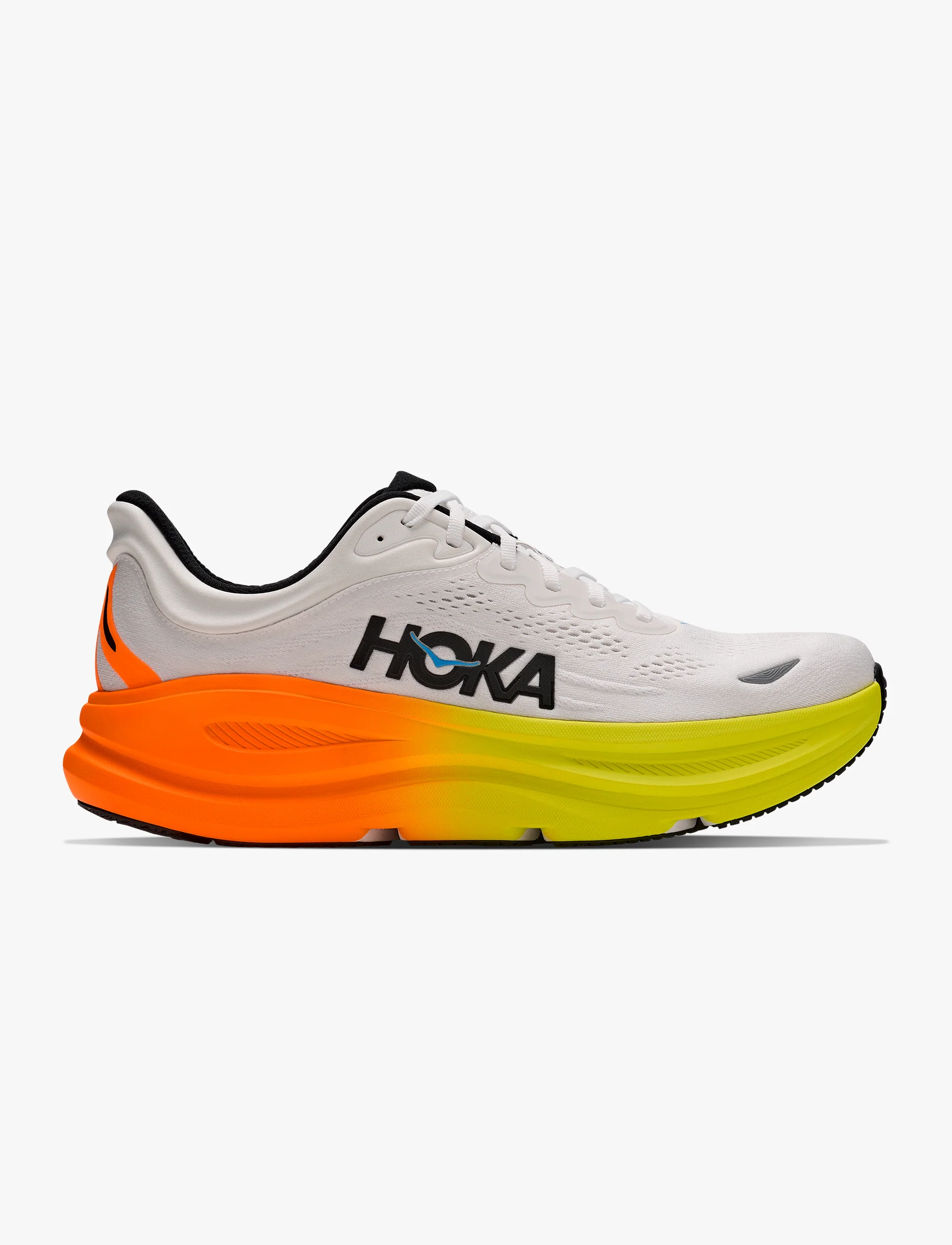 HOKA BONDI WIDE 9 - נעלי ספורט גברים בונדי 9 רחבות בצבע לבן/נאון טנג'רין - Image 2