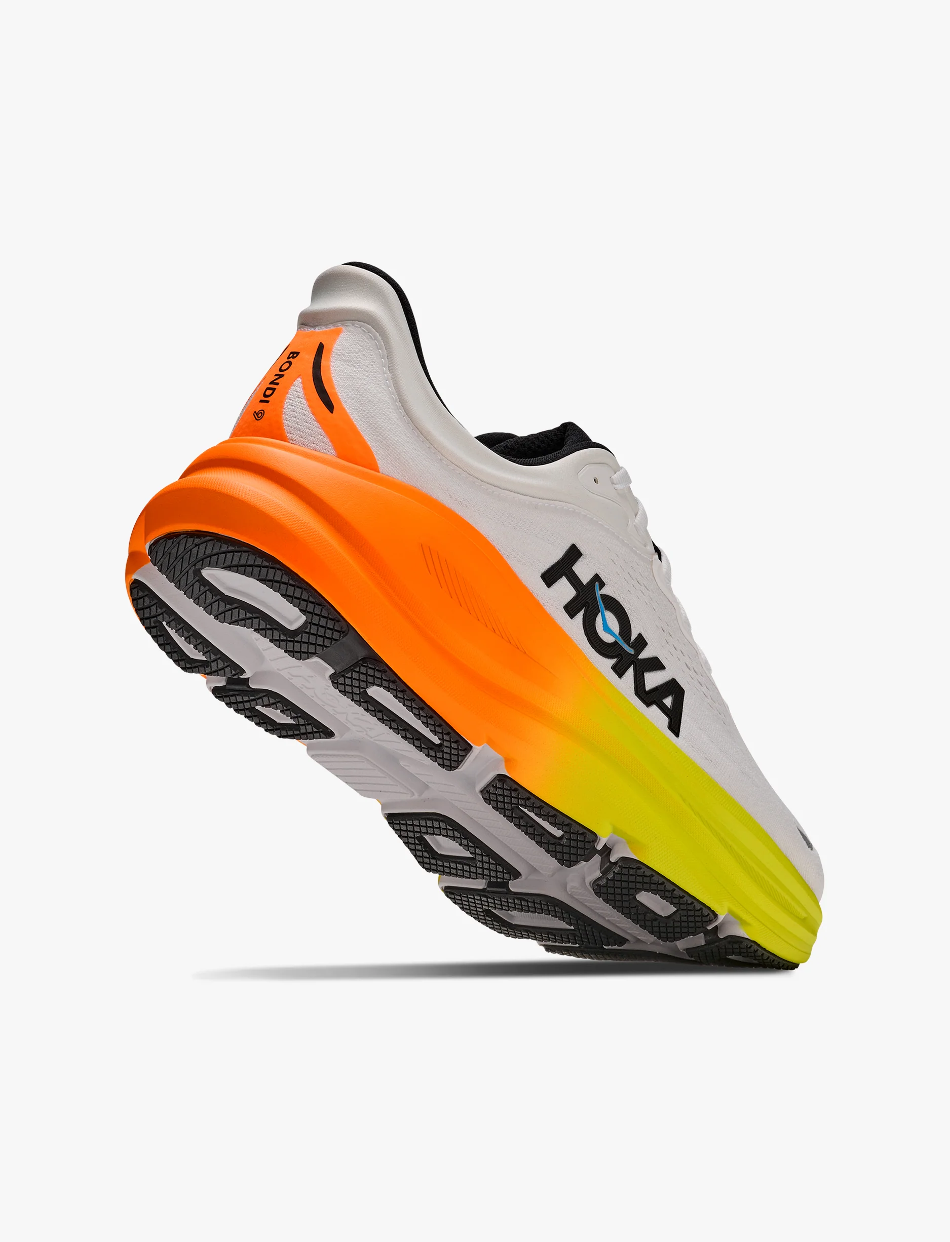 HOKA BONDI WIDE 9 - נעלי ספורט גברים בונדי 9 רחבות בצבע לבן/נאון טנג'רין - Image 3
