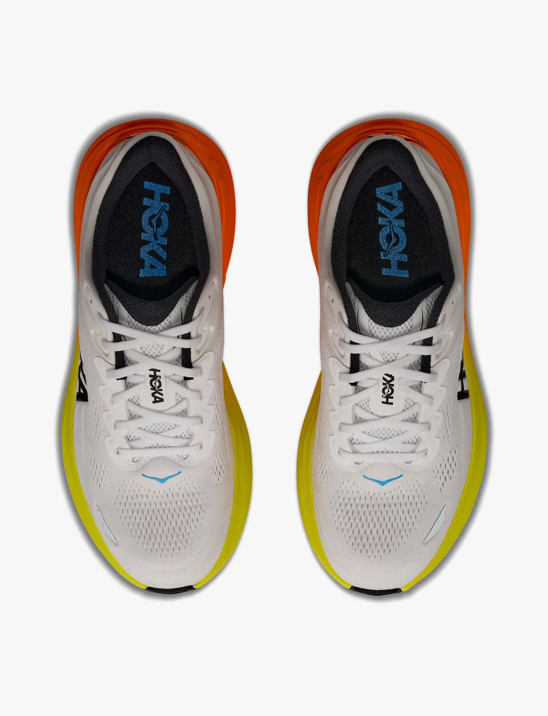 HOKA BONDI WIDE 9 - נעלי ספורט גברים בונדי 9 רחבות בצבע לבן/נאון טנג'רין - Image 4