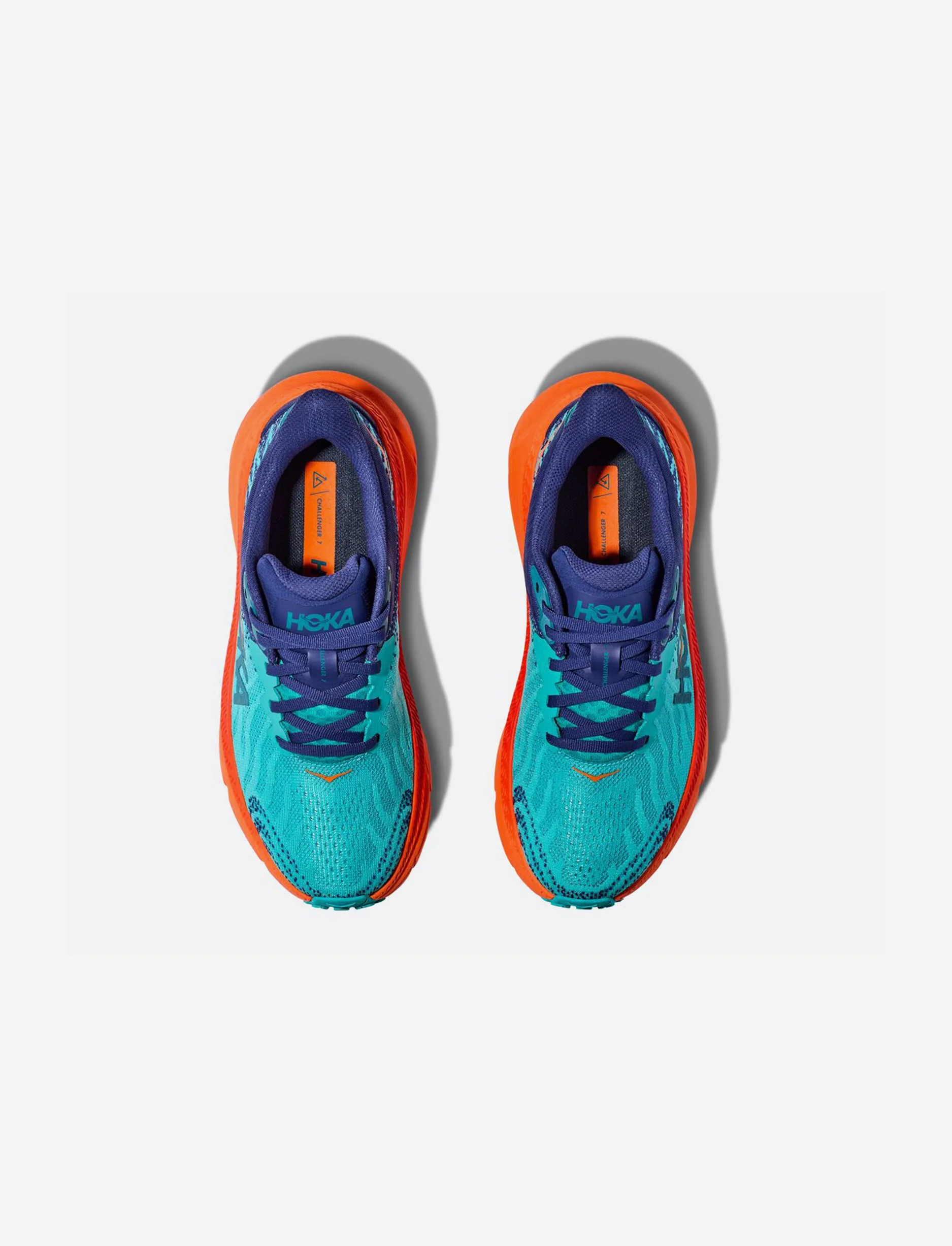 Hoka Challenger 7 Wide - נעלי ספורט גברים הוקה צ'אלנג'ר 7 רחבות בצבע טורקיז/כתום - Image 4