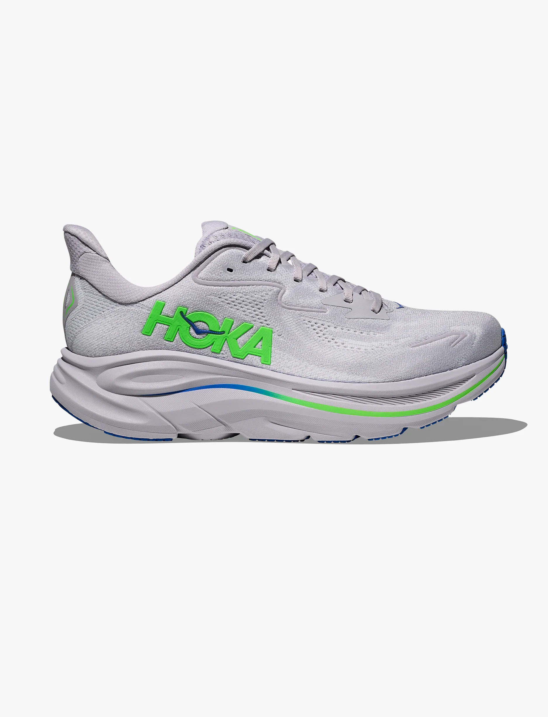 HOKA CLIFTON WIDE 10 - נעלי ספורט גברים הוקה קליפטון 10 רחבות בצבע אפרפר/ירוק נאון - Image 2