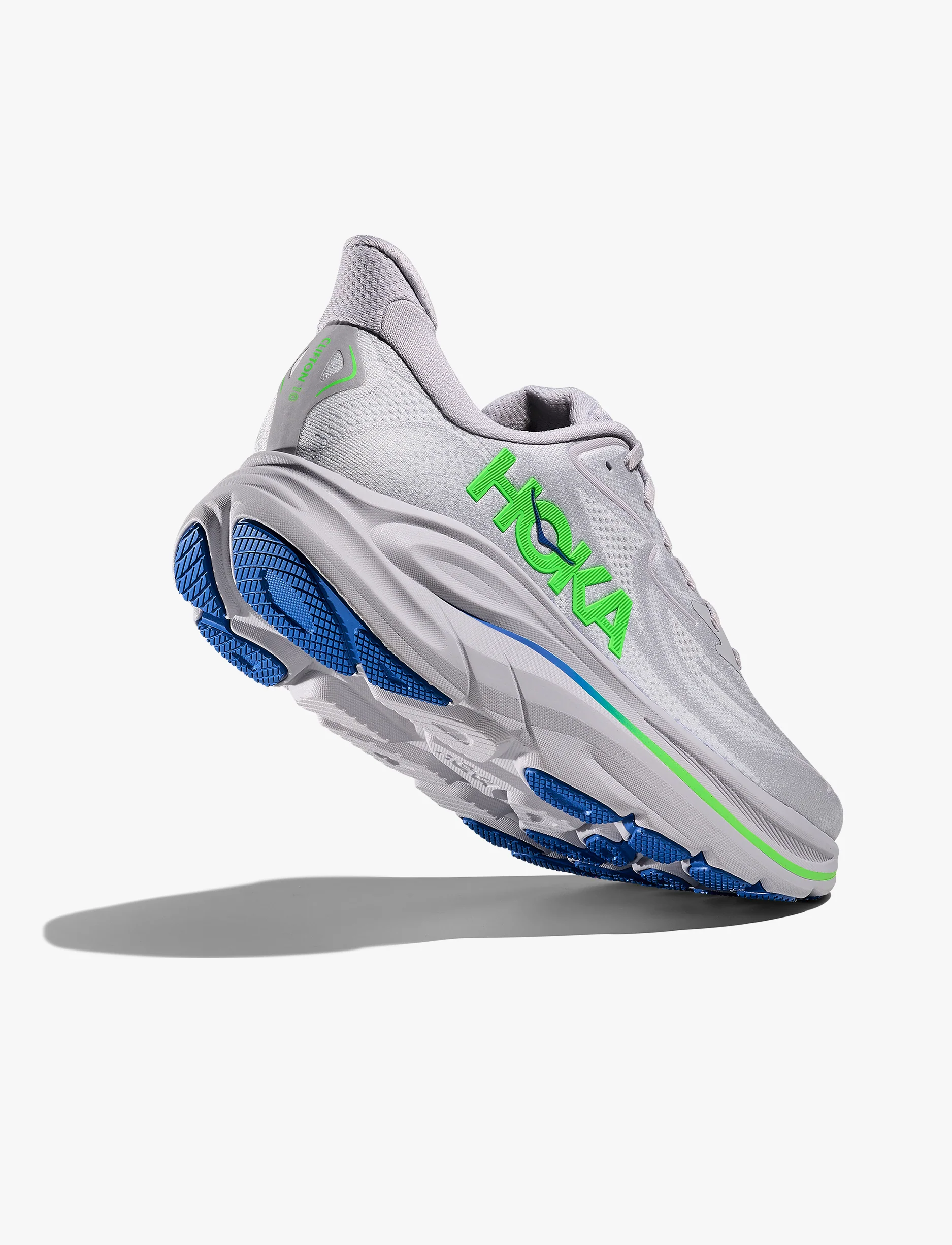 HOKA CLIFTON WIDE 10 - נעלי ספורט גברים הוקה קליפטון 10 רחבות בצבע אפרפר/ירוק נאון - Image 3