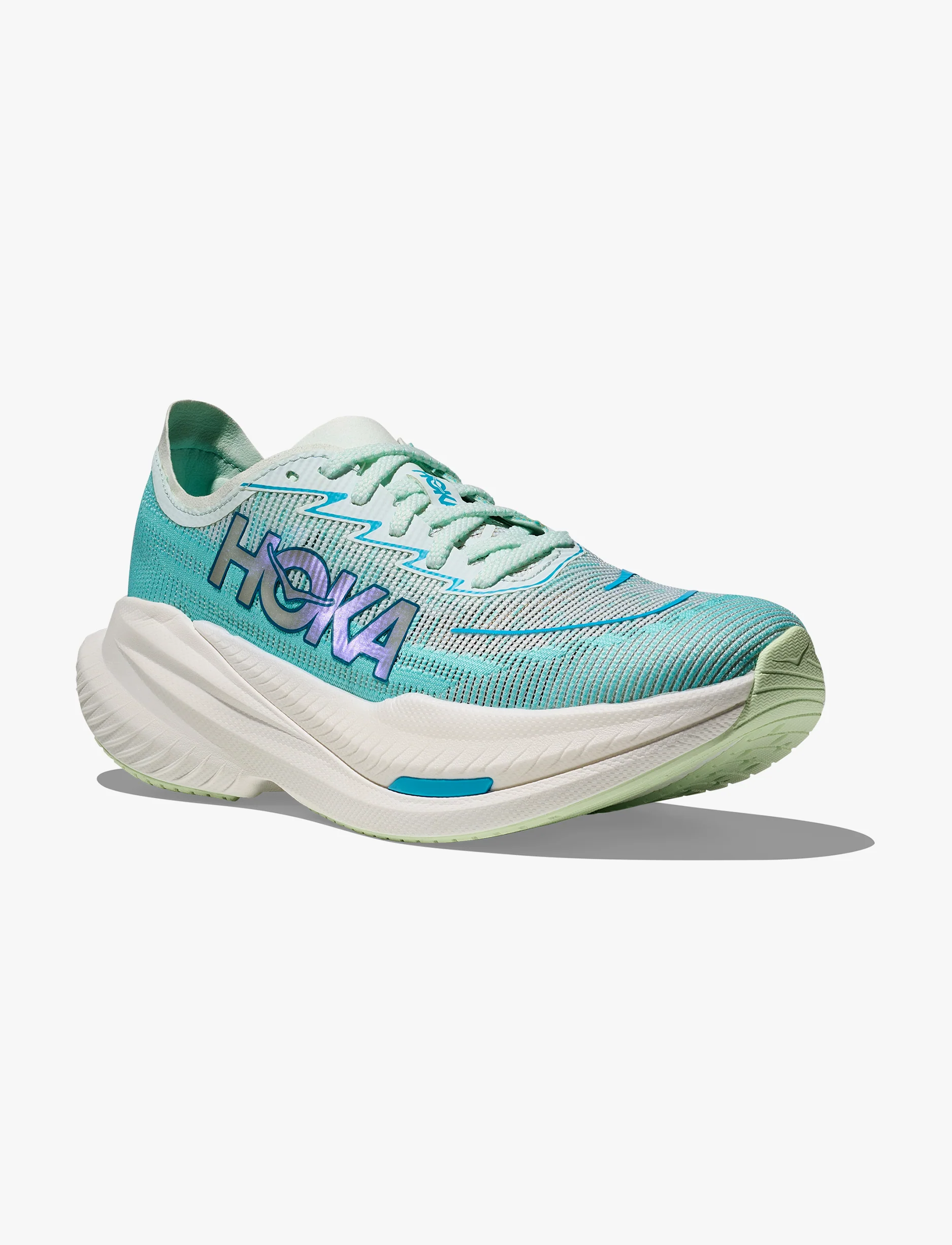 HOKA MACH X 2 - נעלי ספורט לנשים הוקה מאך X2 בצבע שלג/כחול מנצנץ
