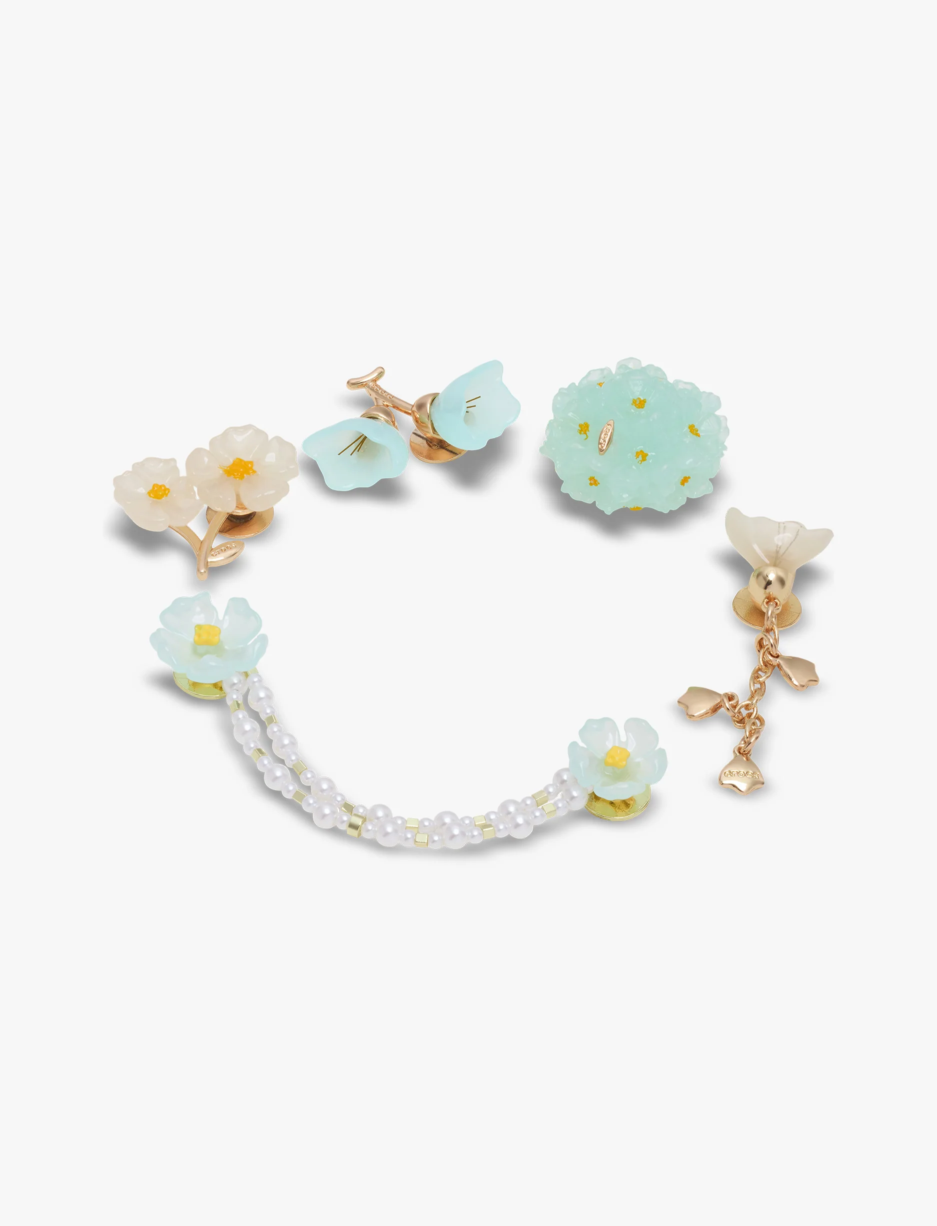 Crocs Jibbitz Blue Dainty Floral - מארז 5 ג'יביטים קרוקס - Image 2